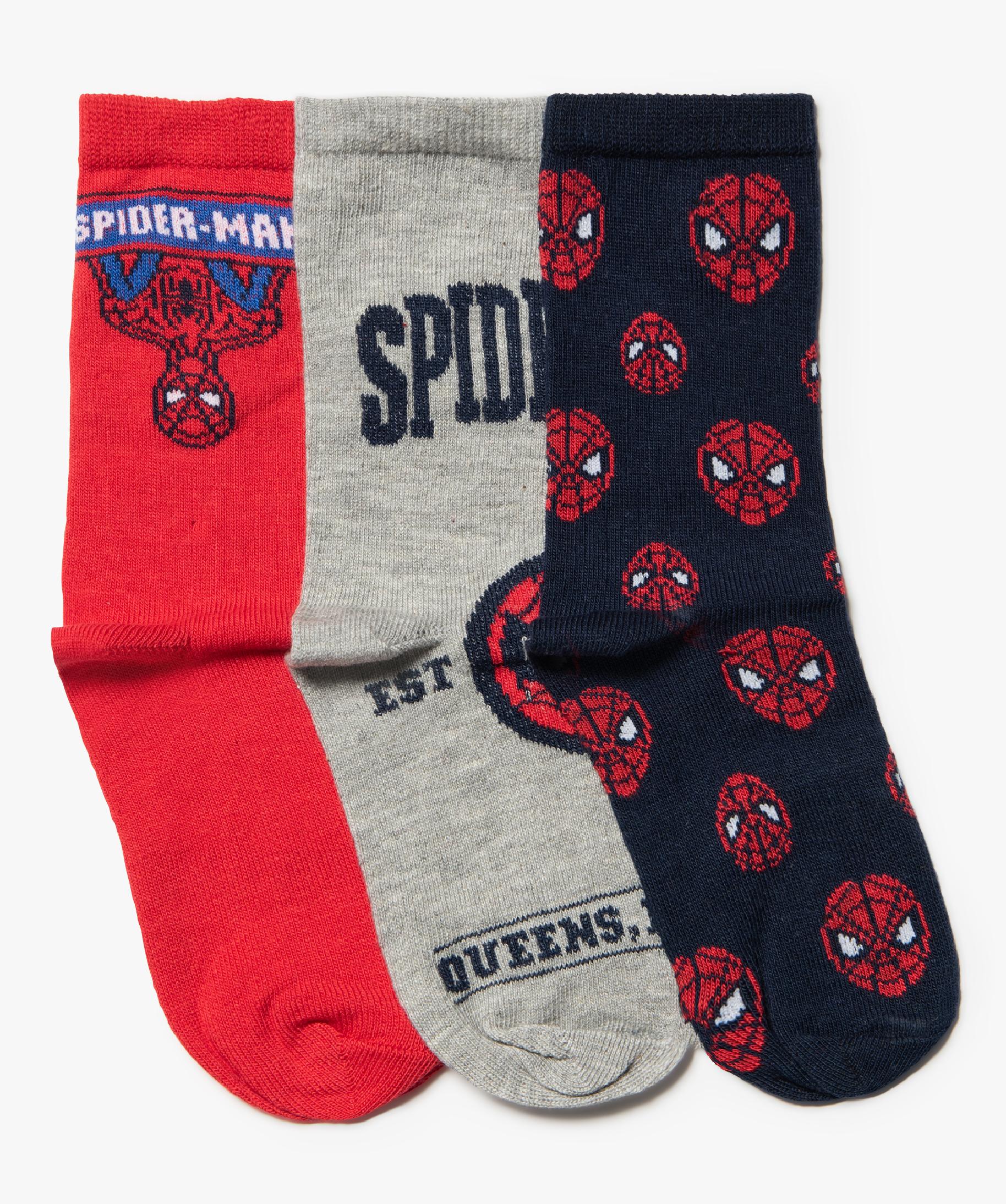 Marvel Spider-Man Lot De 3 Chaussettes Hautes Garçon - Design Officiel Spidey - Tailles EU 23-26 - Cadeau Enfant & Ado