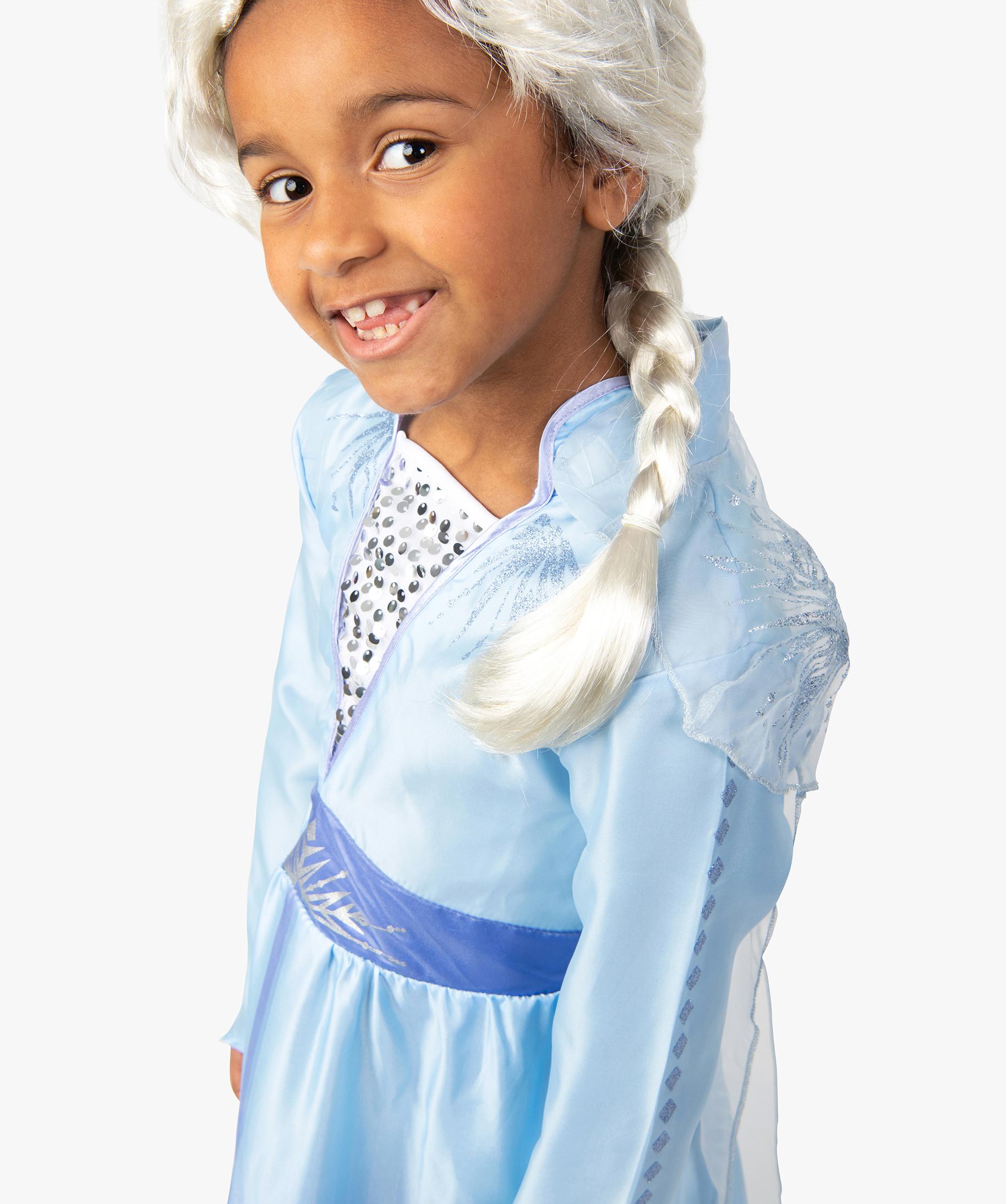 Perruque Reine Des Neiges Elsa Pour Enfant - Longueur 60 Cm, Nylon Argenté, Déguisement Princesse
