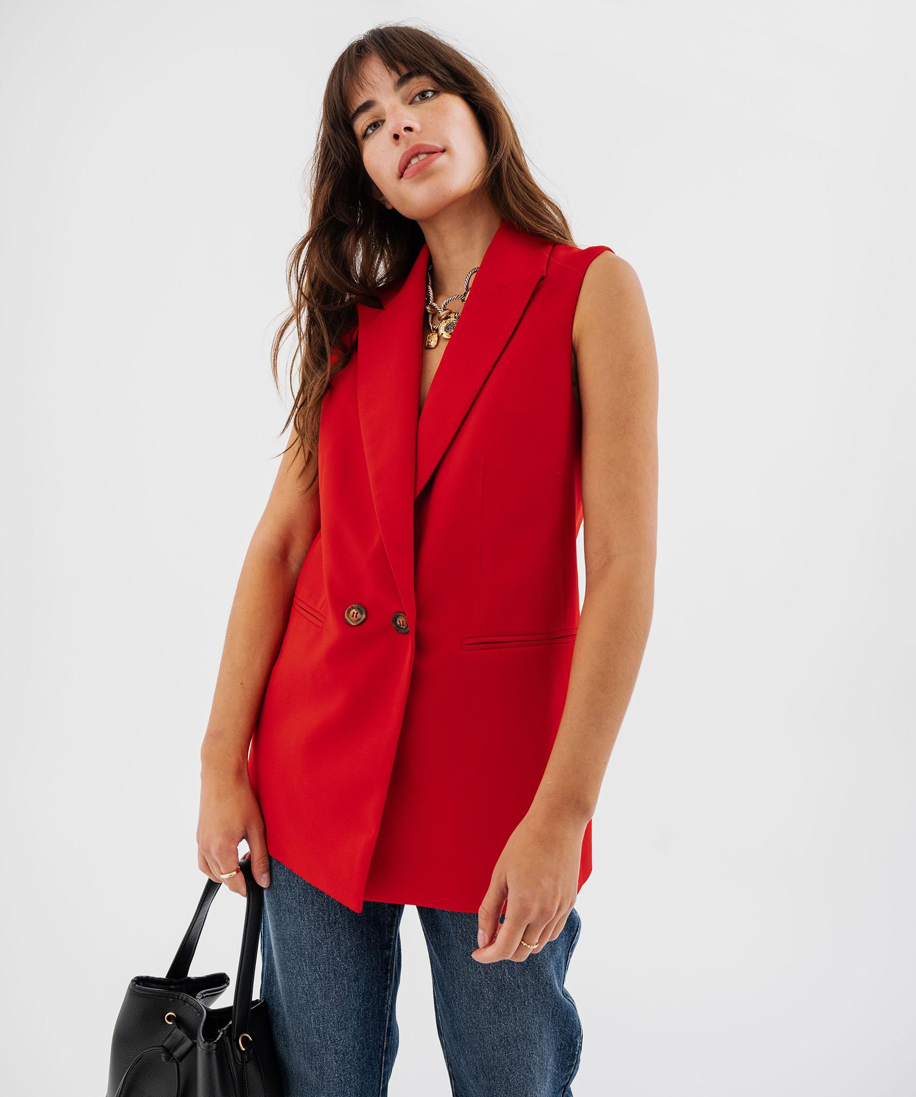 Veste blazer sans manches femme rouge | GEMO