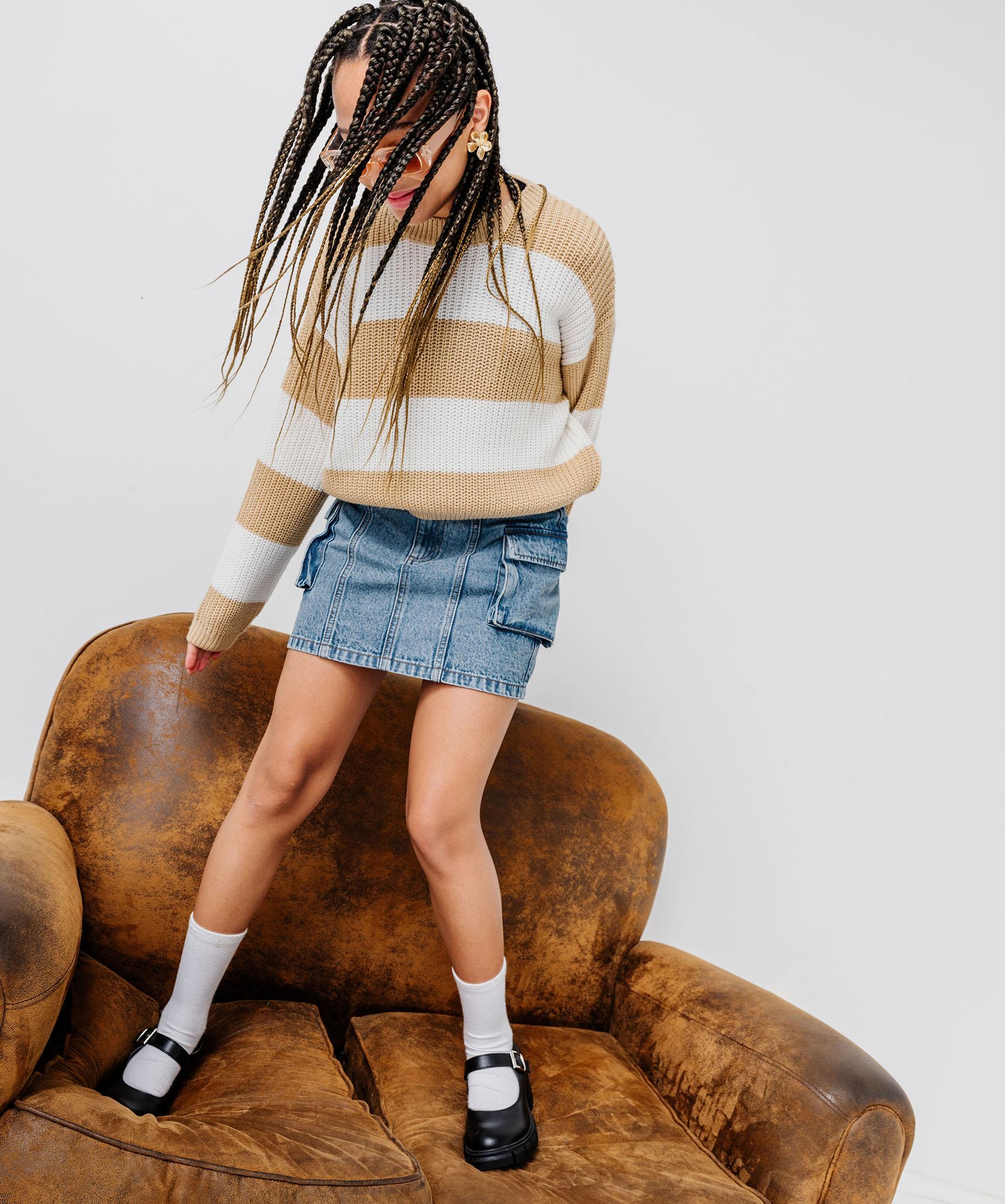 Jupe Fille TiaoBug Enfant Fille Jupe Trapu00e8ze Jean Jupe Courte