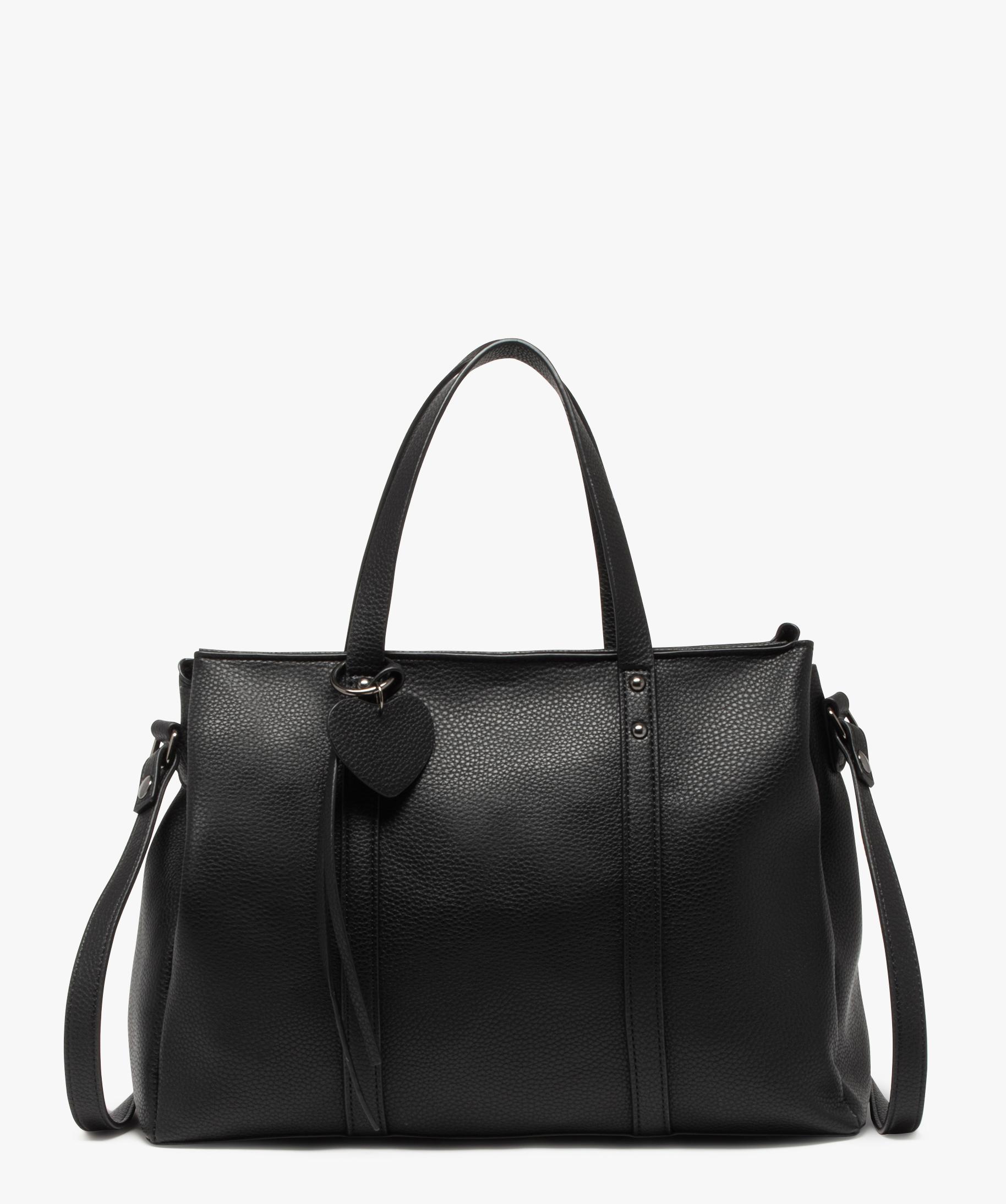 Sac Femme Sac A Main Chez Bon Prix Sac à Main Grand Format En Matière  Souple Et Grainée Femme Noir GEMO - Main Image