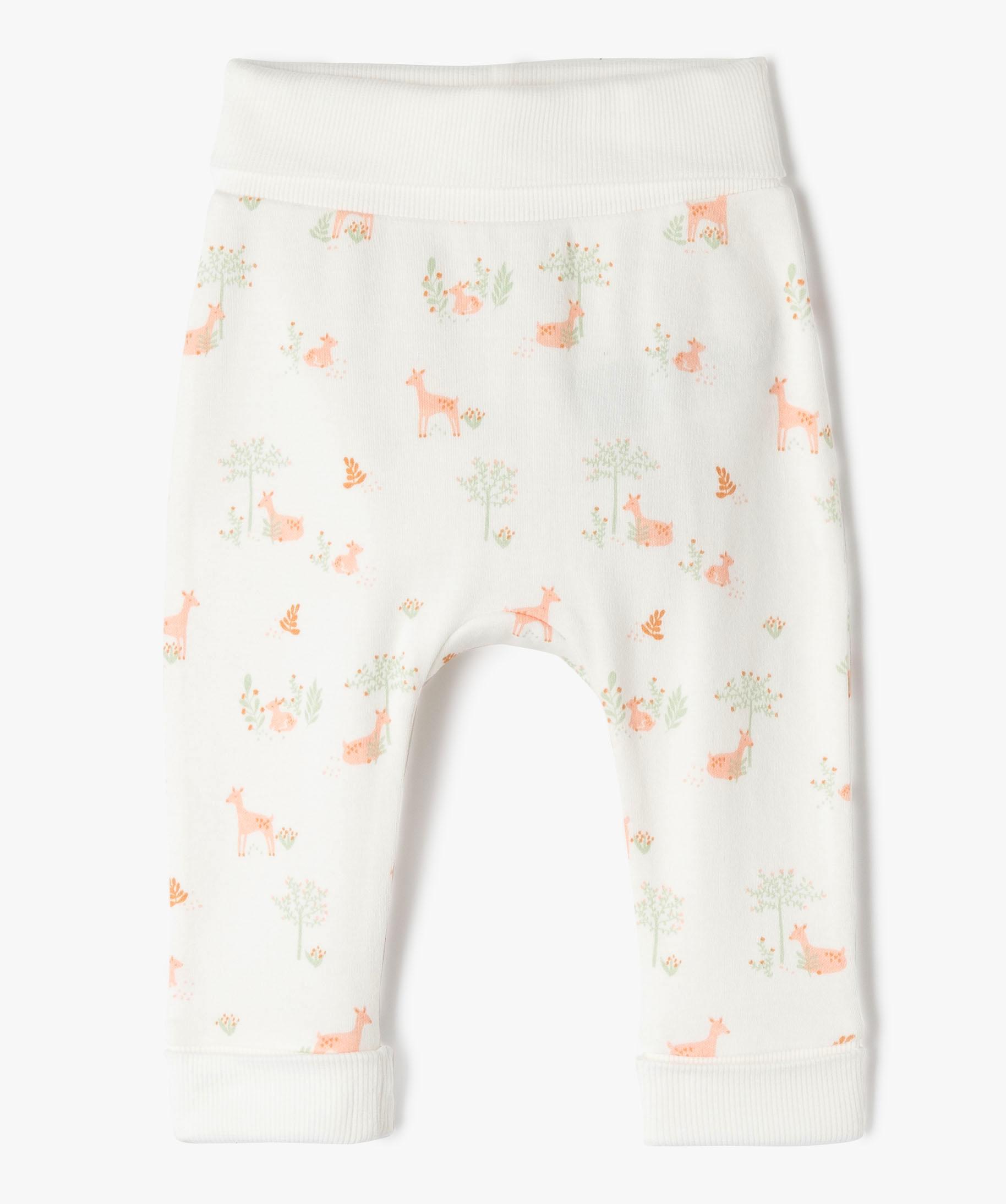 Pantalon imprim volutif en maille b b fille ecru GEMO