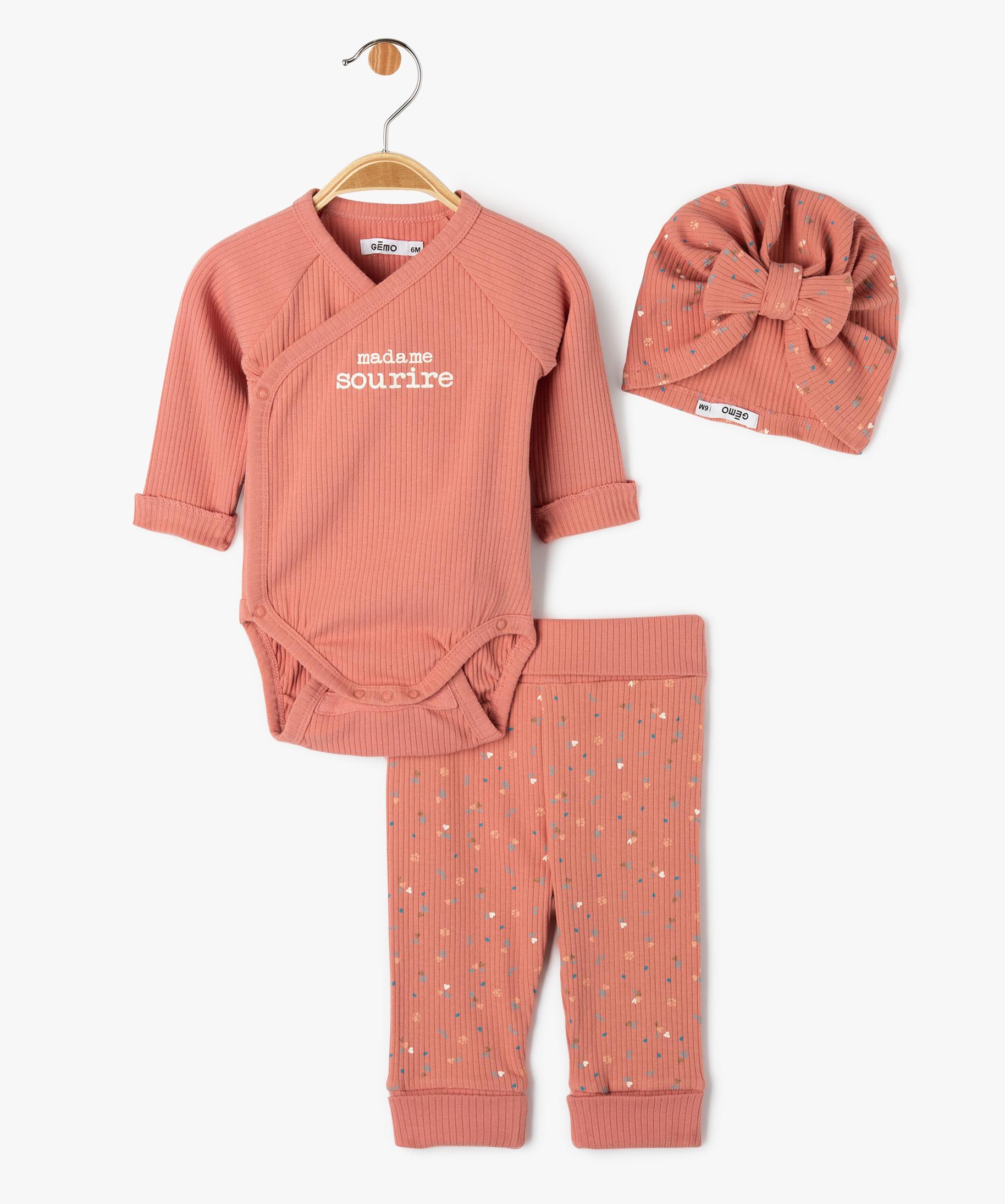 VERTBAUDET Ensemble Naissance Évolutif 4 Pièces - Body Legging Bavoir Doudou