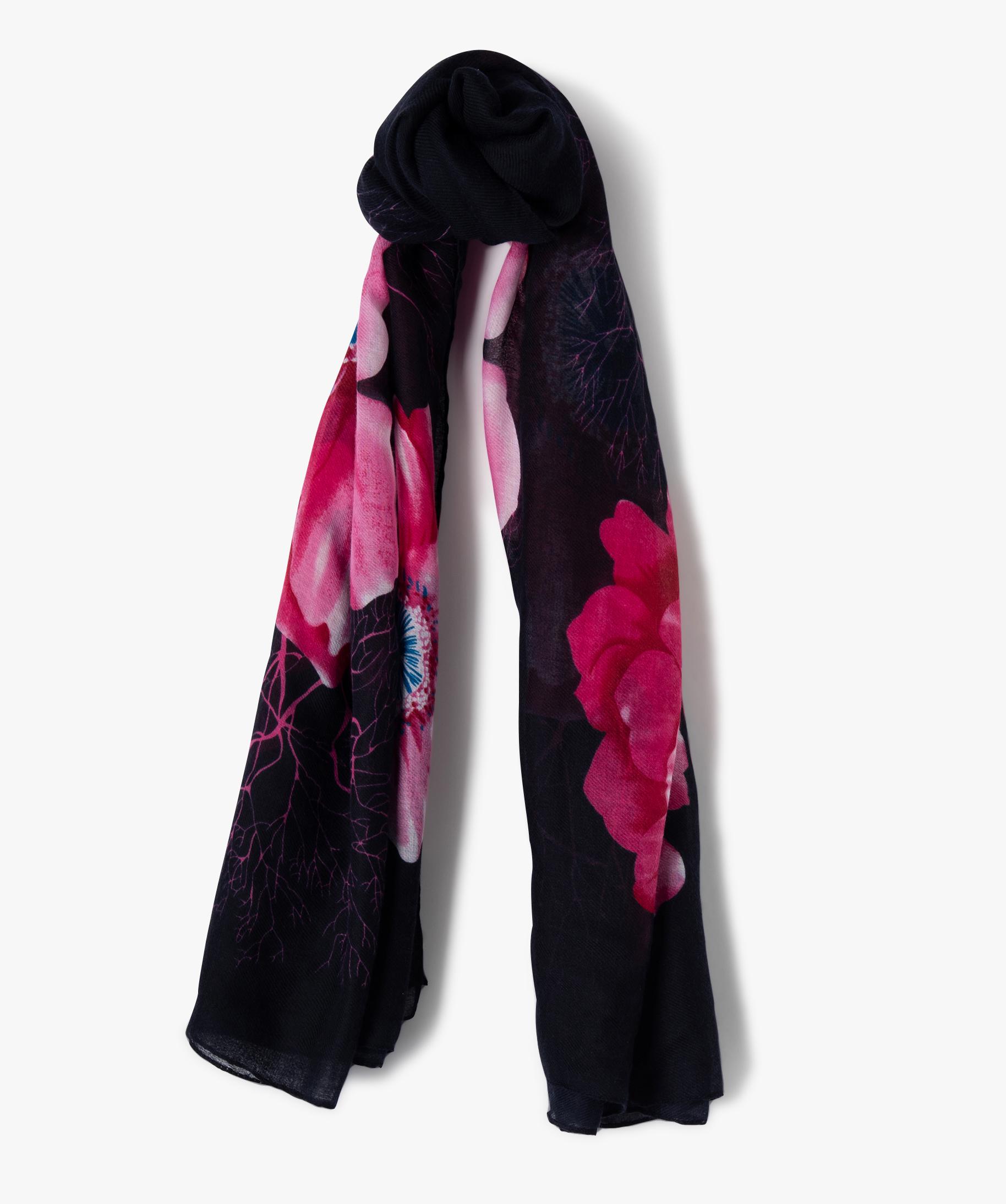 Foulard Rectangulaire En Polyester - Motifs Coeurs Bleu Et Rouge - Fabriqué En Italie, Excellent état