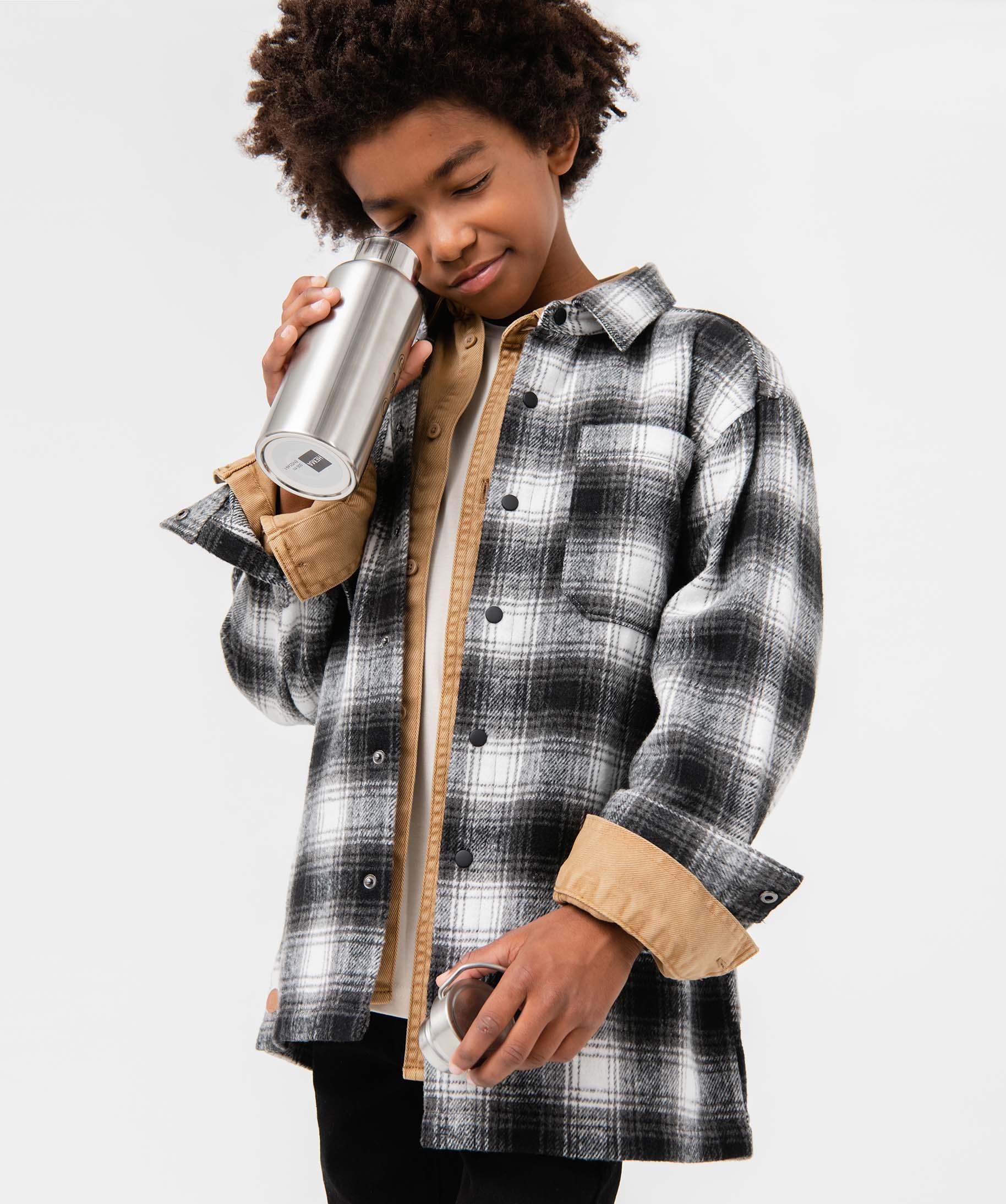 Chemise garcon a carreaux aspect flanelle