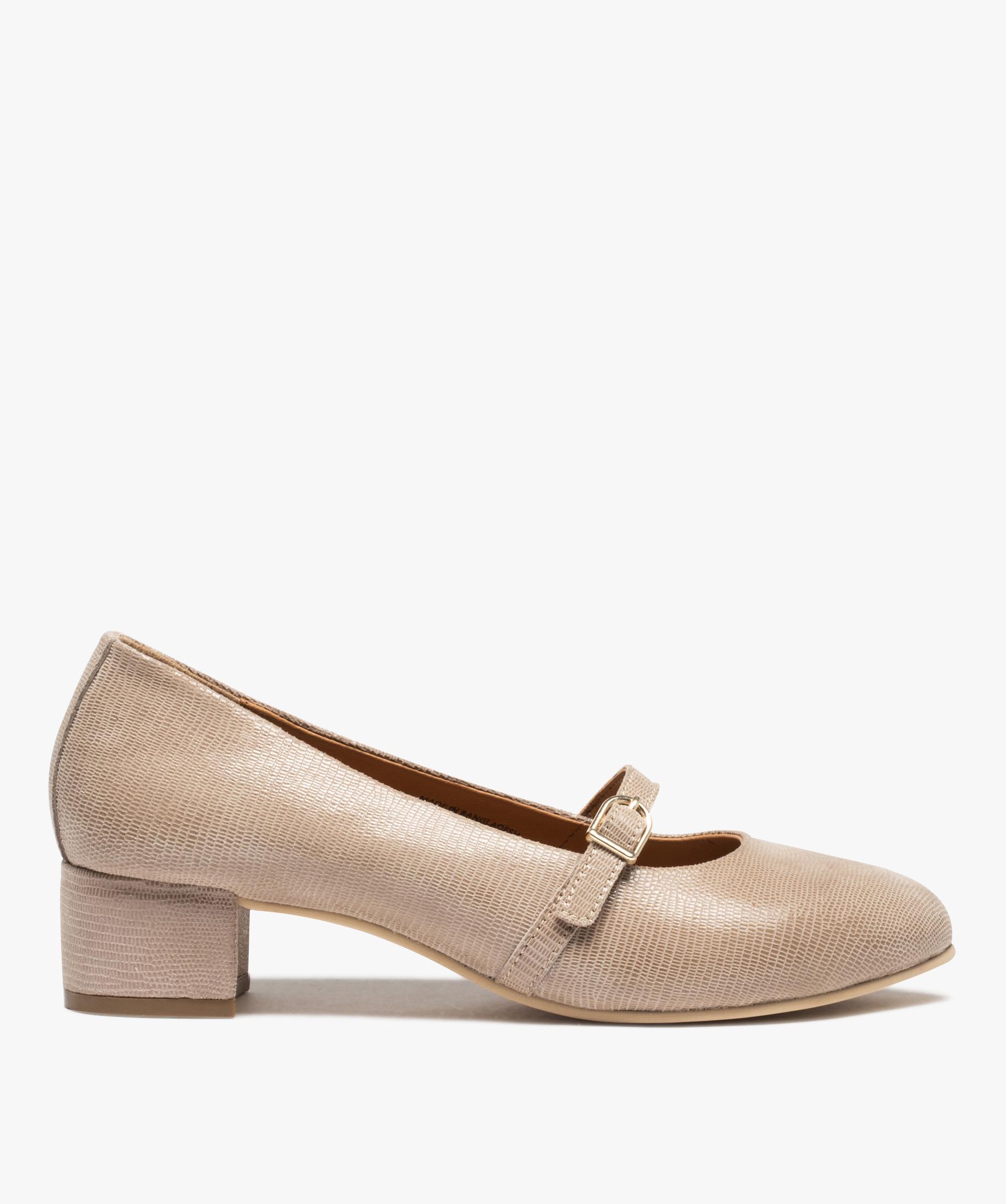 Escarpins femme a fine bride dessus cuir uni Pierre Car. beige GEMO