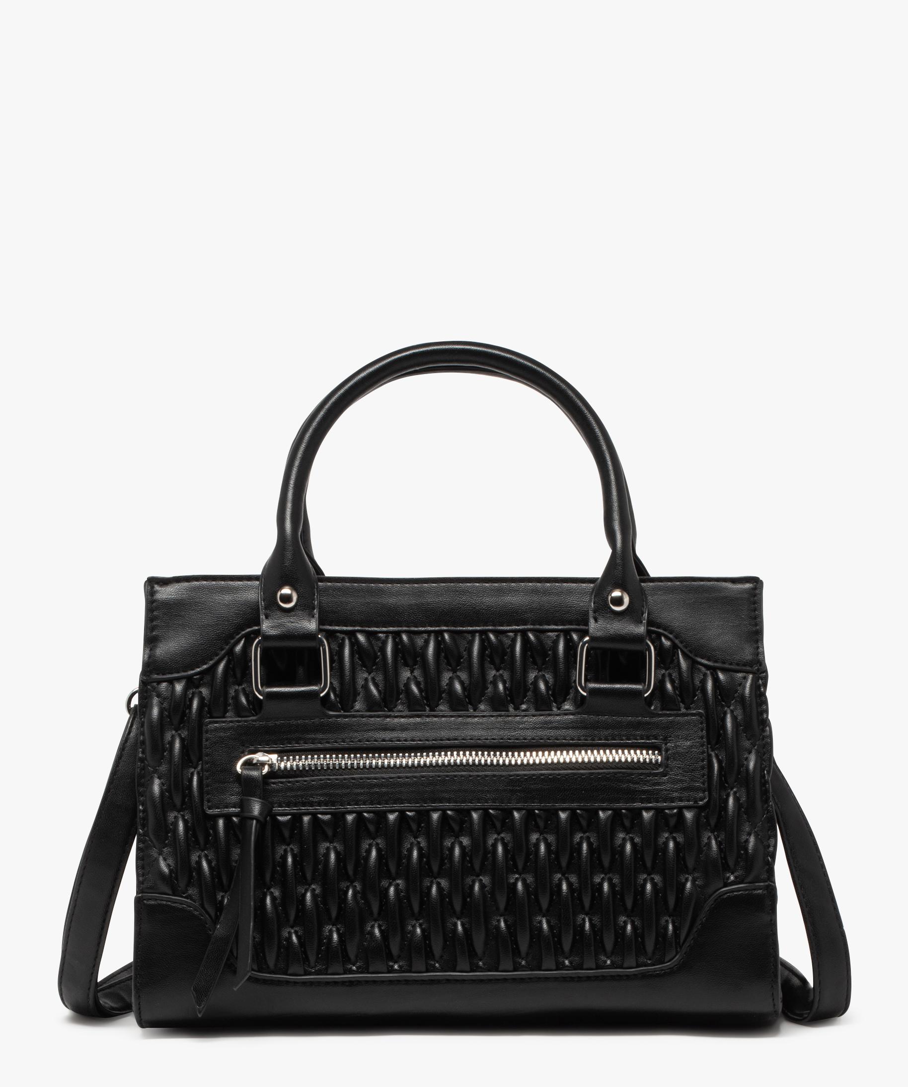 Sac ?� main textur?� ?� bandouli?�re amovible femme noir st | GEMO