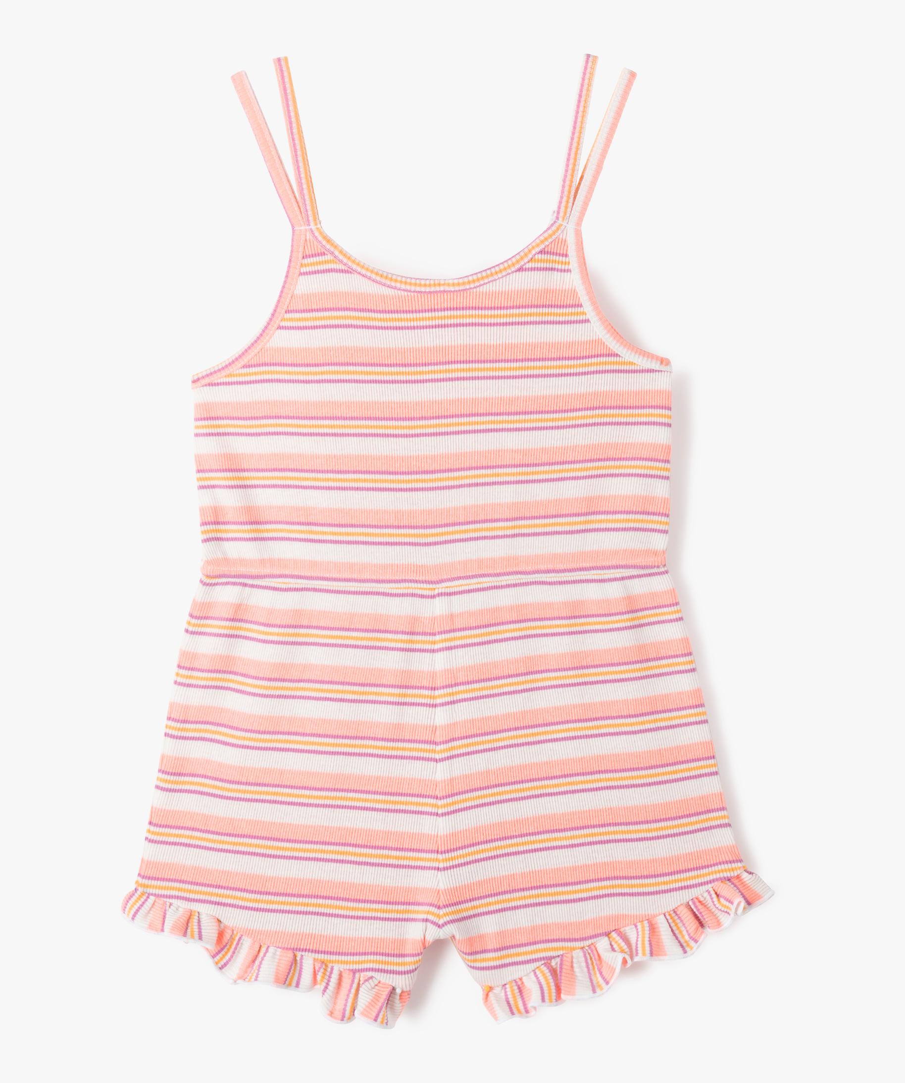 Combishort fille rayures en maille c tel e multicolore GEMO