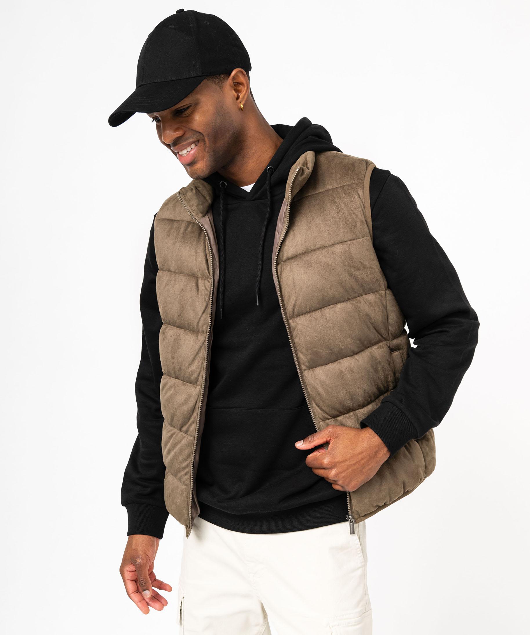 Blouson sans manches toucher peau de peche homme vert GEMO