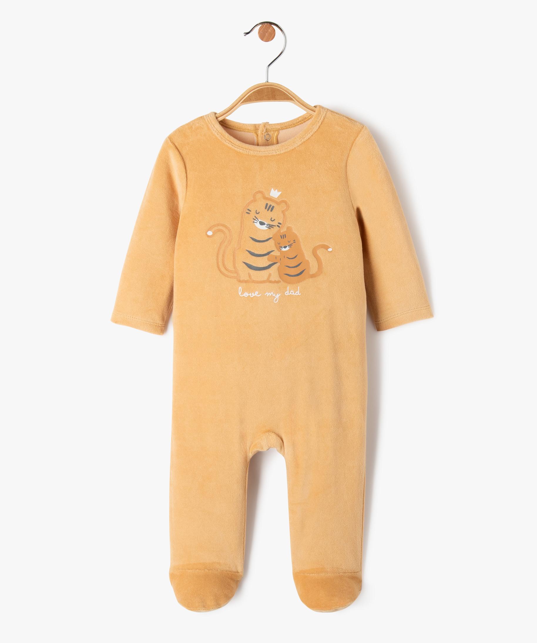 VERTBAUDET Lot De 3 Dors-bien Velours Bébé Cappuccino 24M (86cm) - Pyjamas Chauds Et Doux