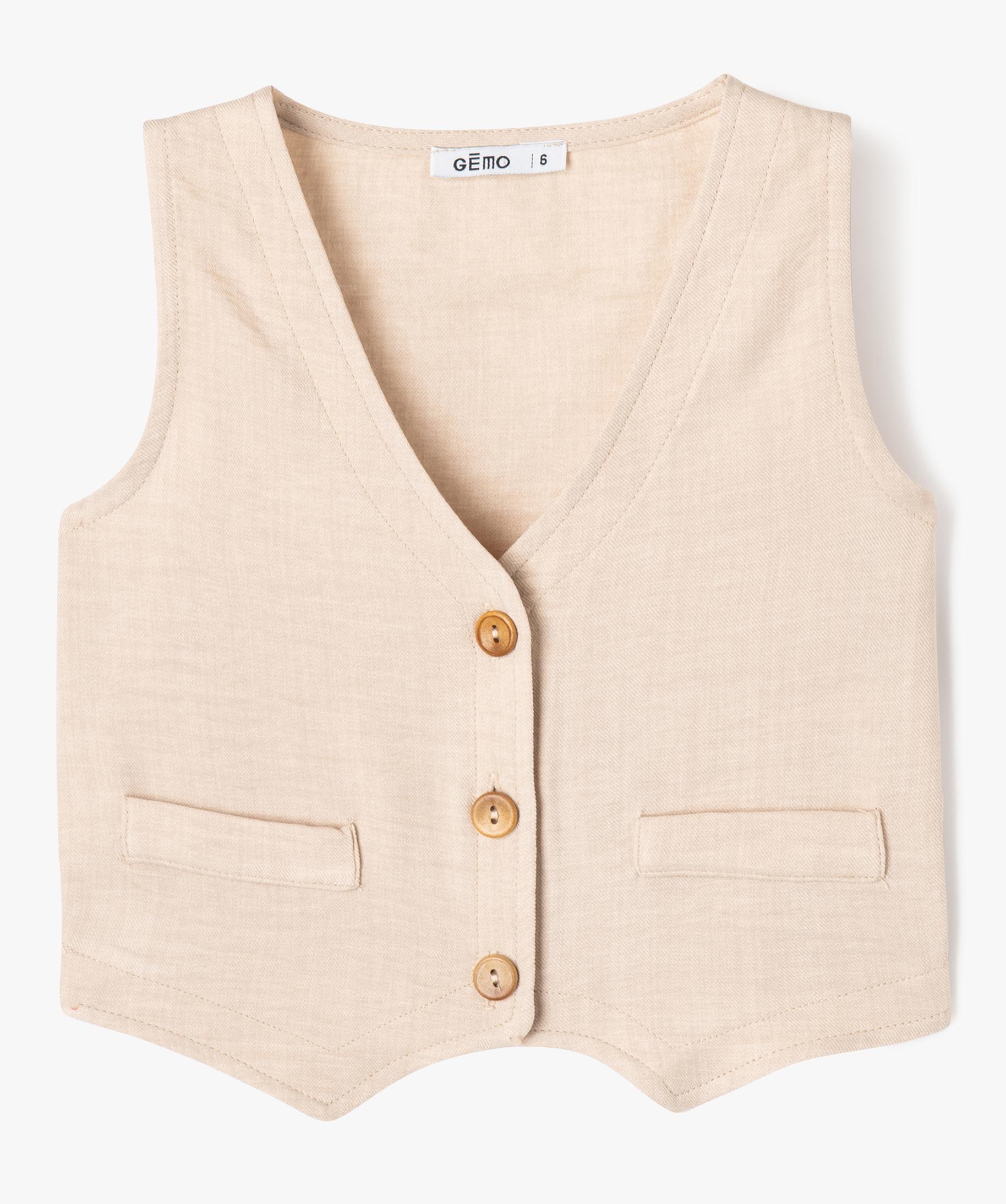 Gilet de costume sans manches fille beige GEMO