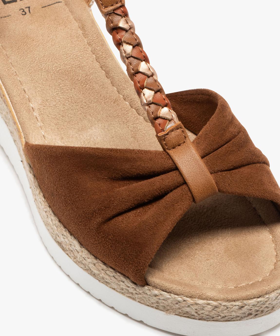 Sandales Compensées Forever Marron - Taille 8 (38/39) - Similicuir - Talon Compensé