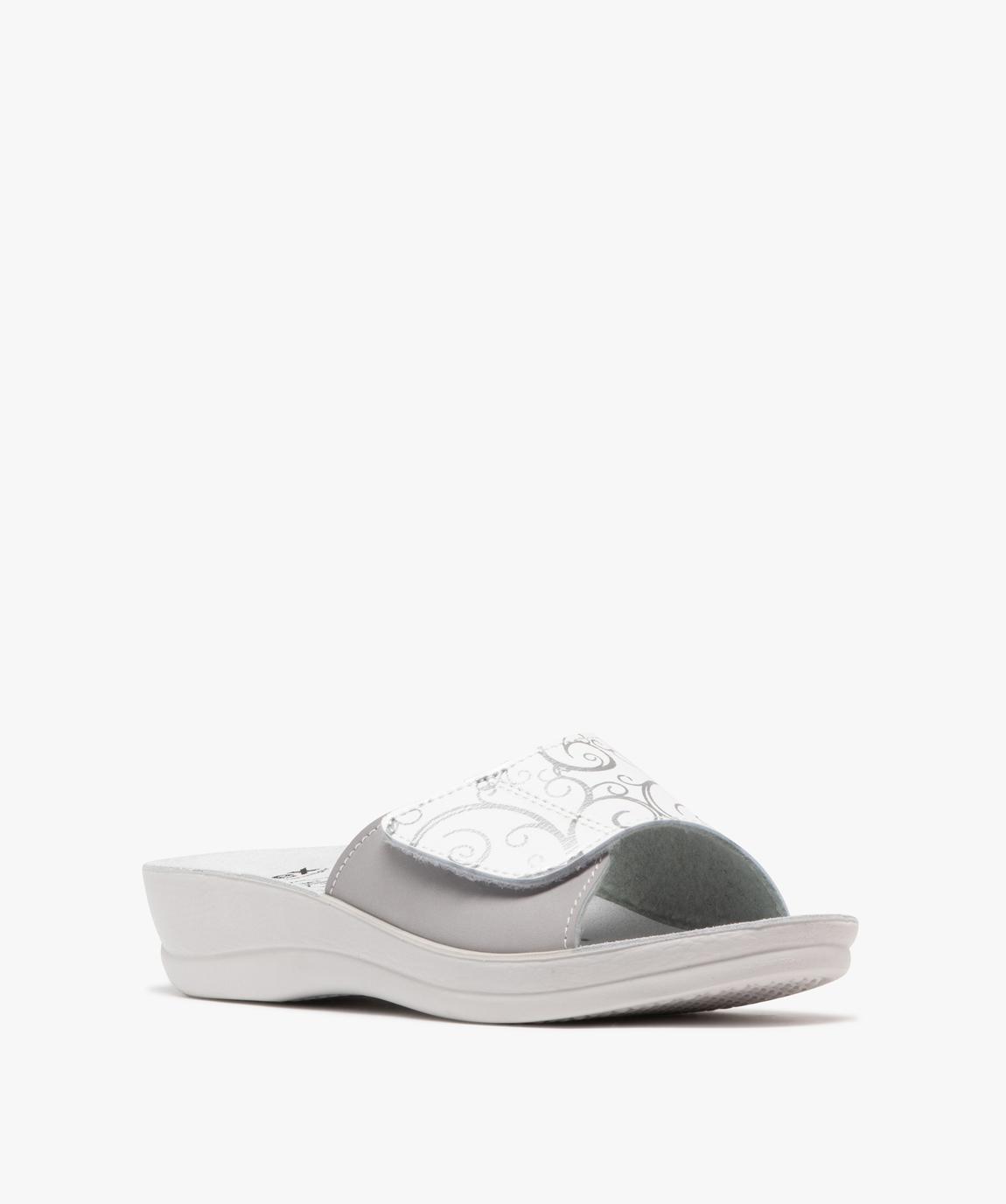 Mules Semelle Cuir Mules Femme Confort Bandeau Scratch Ajustable