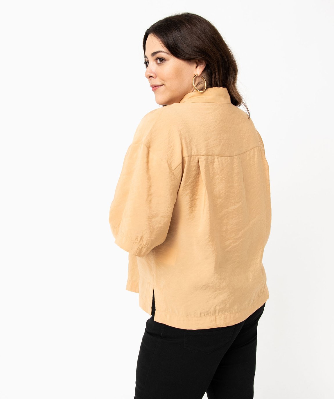Veste boutonnée manches longues bimatière deux poches | Terre de Fées