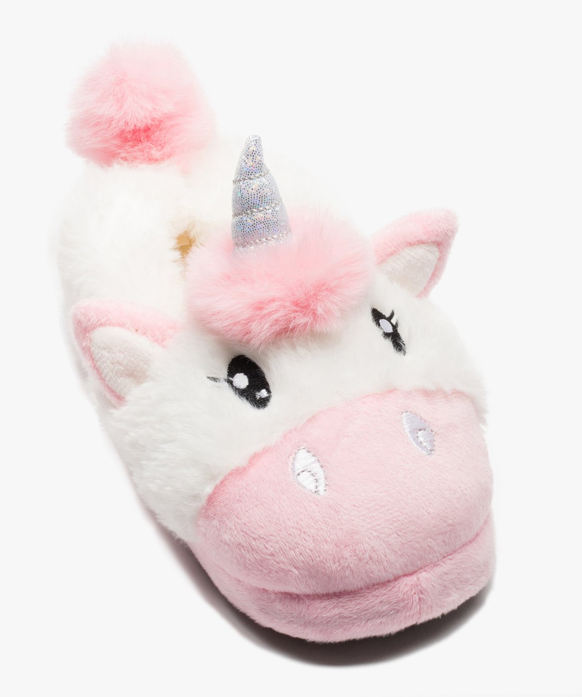 Chaussons Licorne GIOSEPPO Fille | Beige Motif Coloré | Semelle Antidérapante