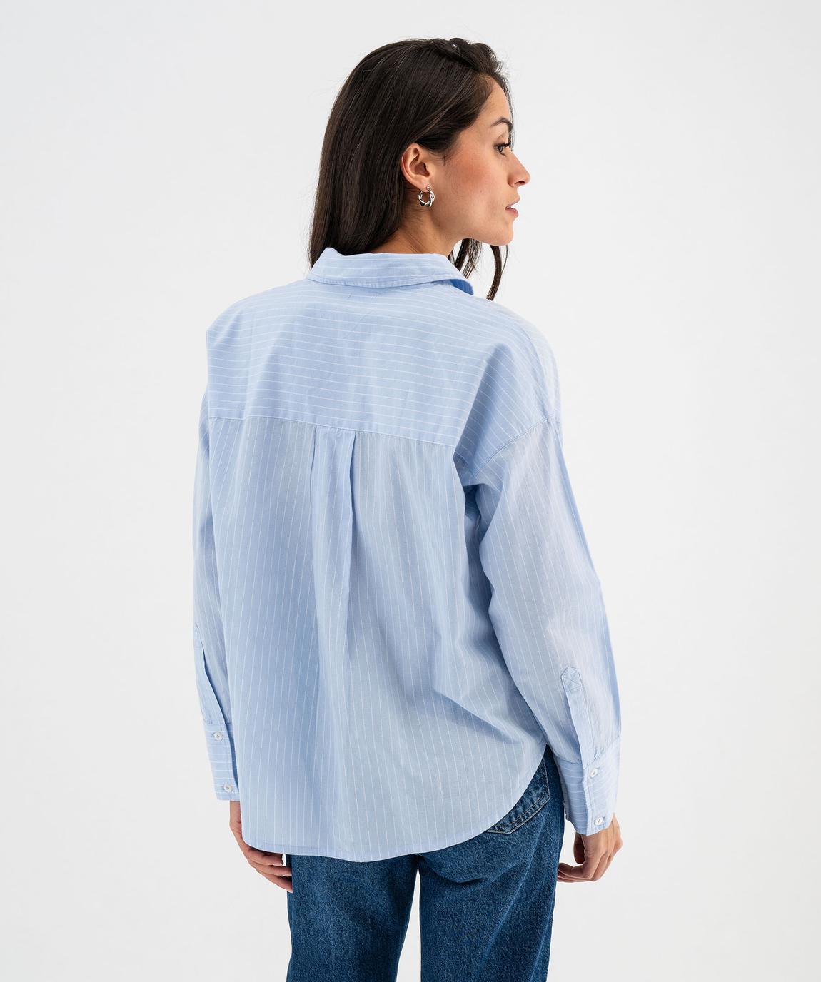 Chemise Longue Robe Bleu Ciel Rayée Blanche - Taille L, Occasion Très Bon état, Marque Boutique Parisienne