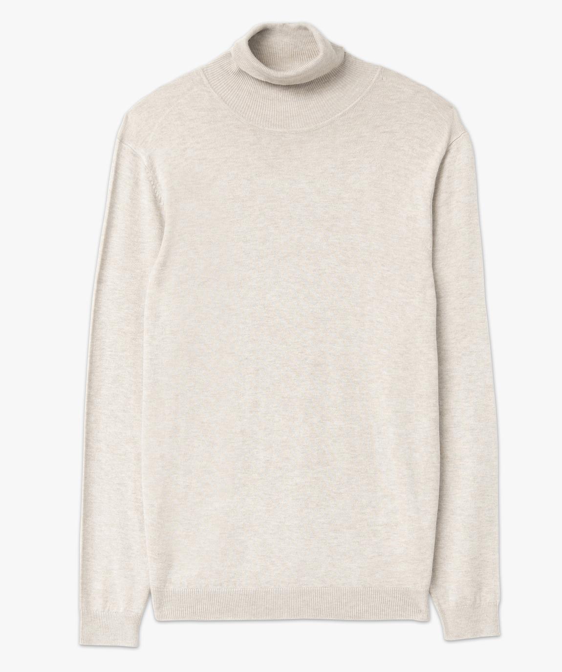 Pull à col roulé en maille fine homme beige clair | GEMO