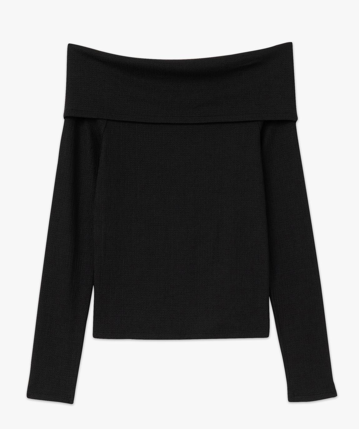 T-shirt Manches Longues Femme Sexy Épaules Dénudées - Col Rond Uni - Top Décontracté Tendance