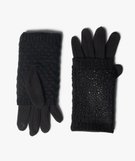 Gants De Conduite Femme – Mitaines Noires Strass Demi-doigt Cuir De Chèvre