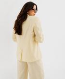 Blazer En Lin Jaune Pour Femme - Blazer D'Été Élégant à Manches 3/4, Grande Taille 48-50, Style Décontracté Et Chic