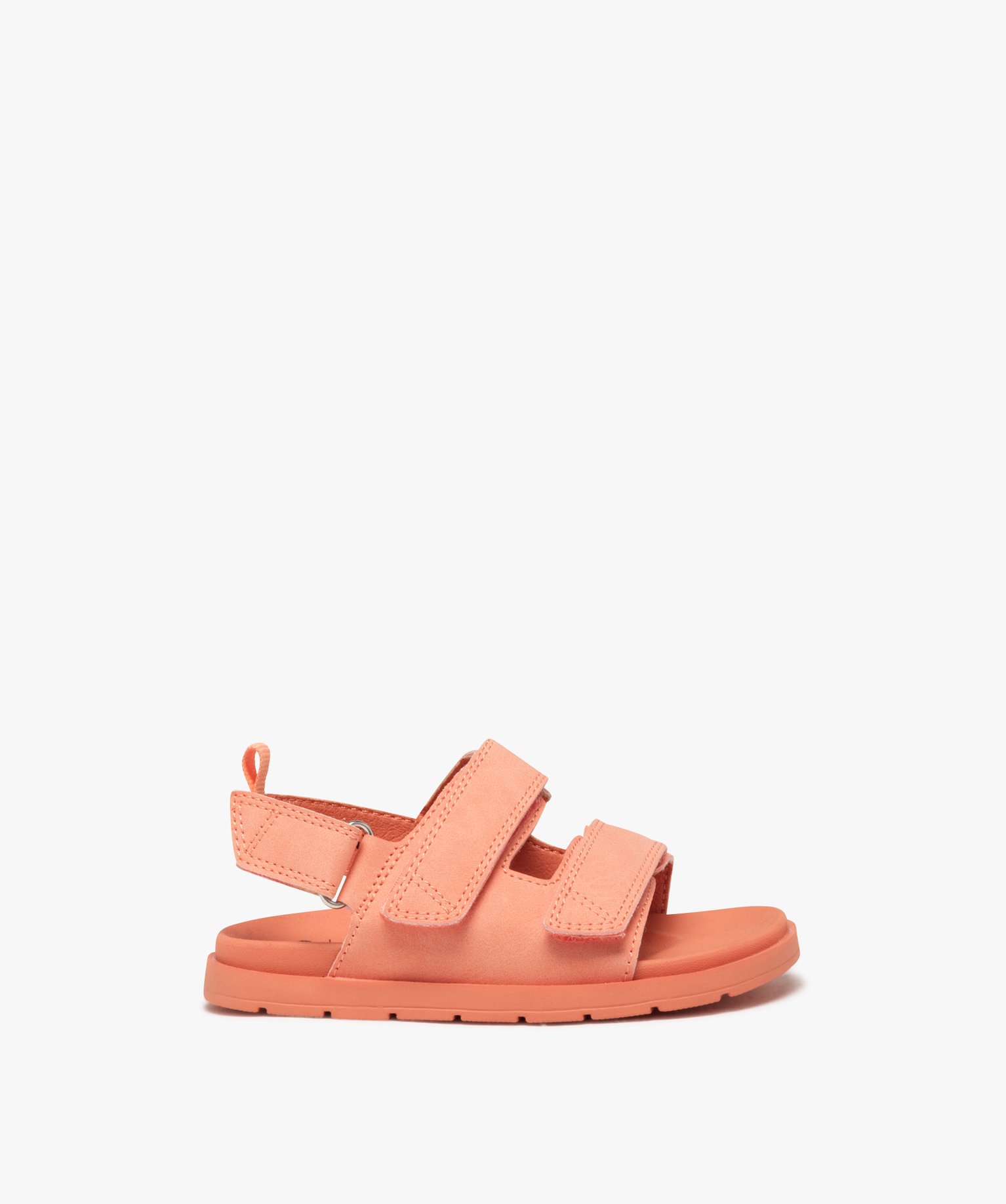 Sandales bébé fille unies avec brides scratch en suédine - 21 - orange - GEMO