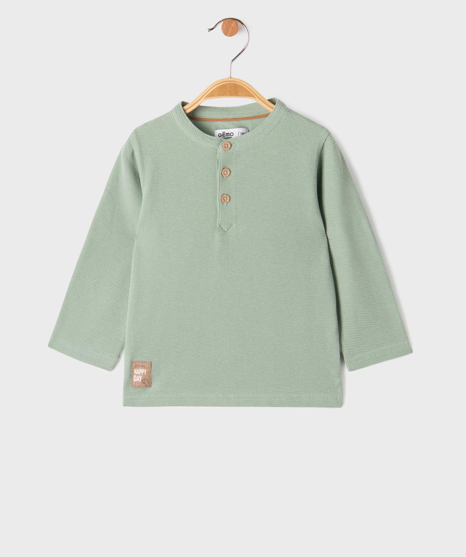 Tee-shirt manches longues en maille nid d’abeille bébé garçon - GEMO Tee-shirt manches longues en maille nid d’abeille bébé garçon - GEMO
