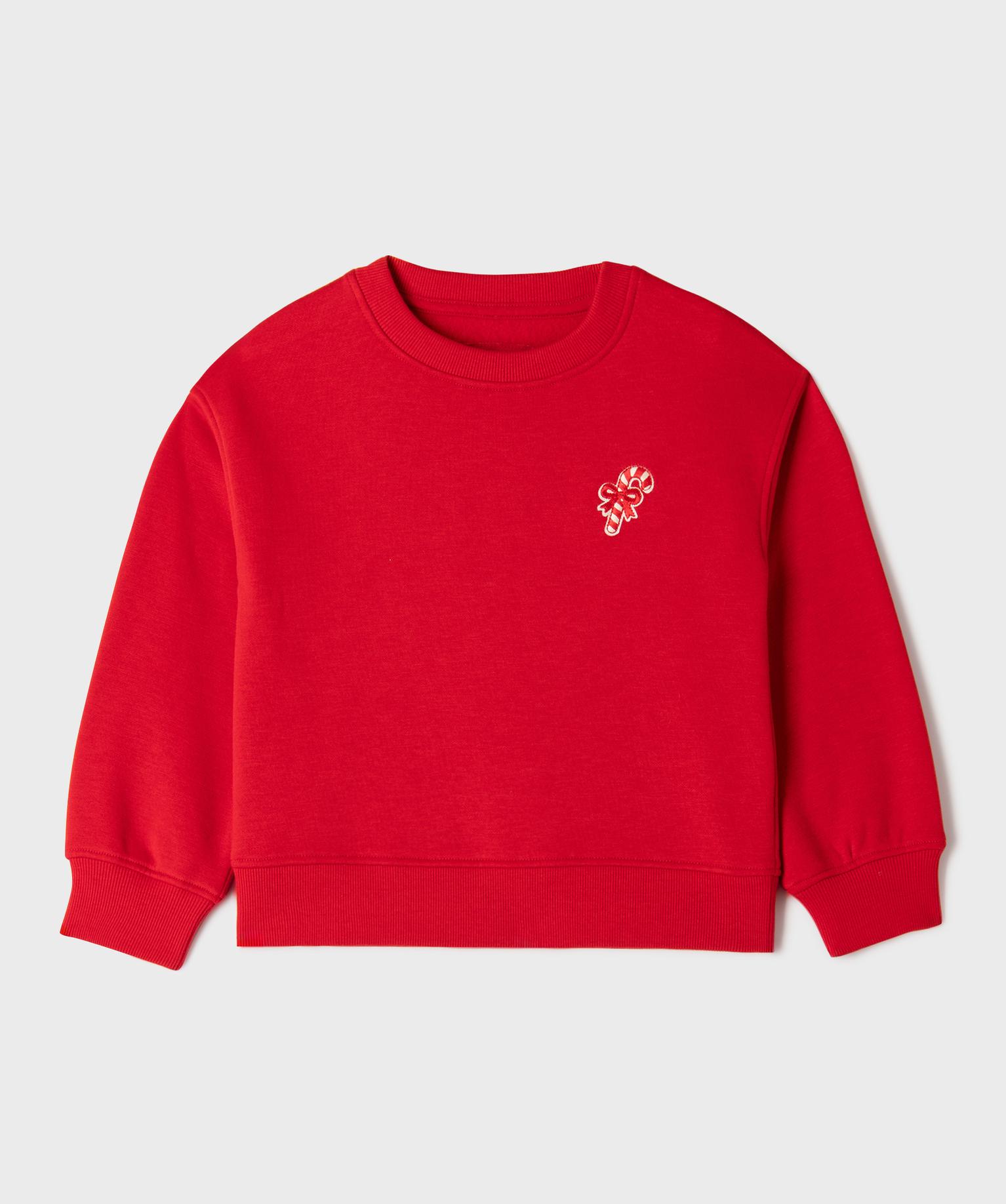 Sweat de Noël imprimé devant et dos fille - 4A - rouge standard - GEMO