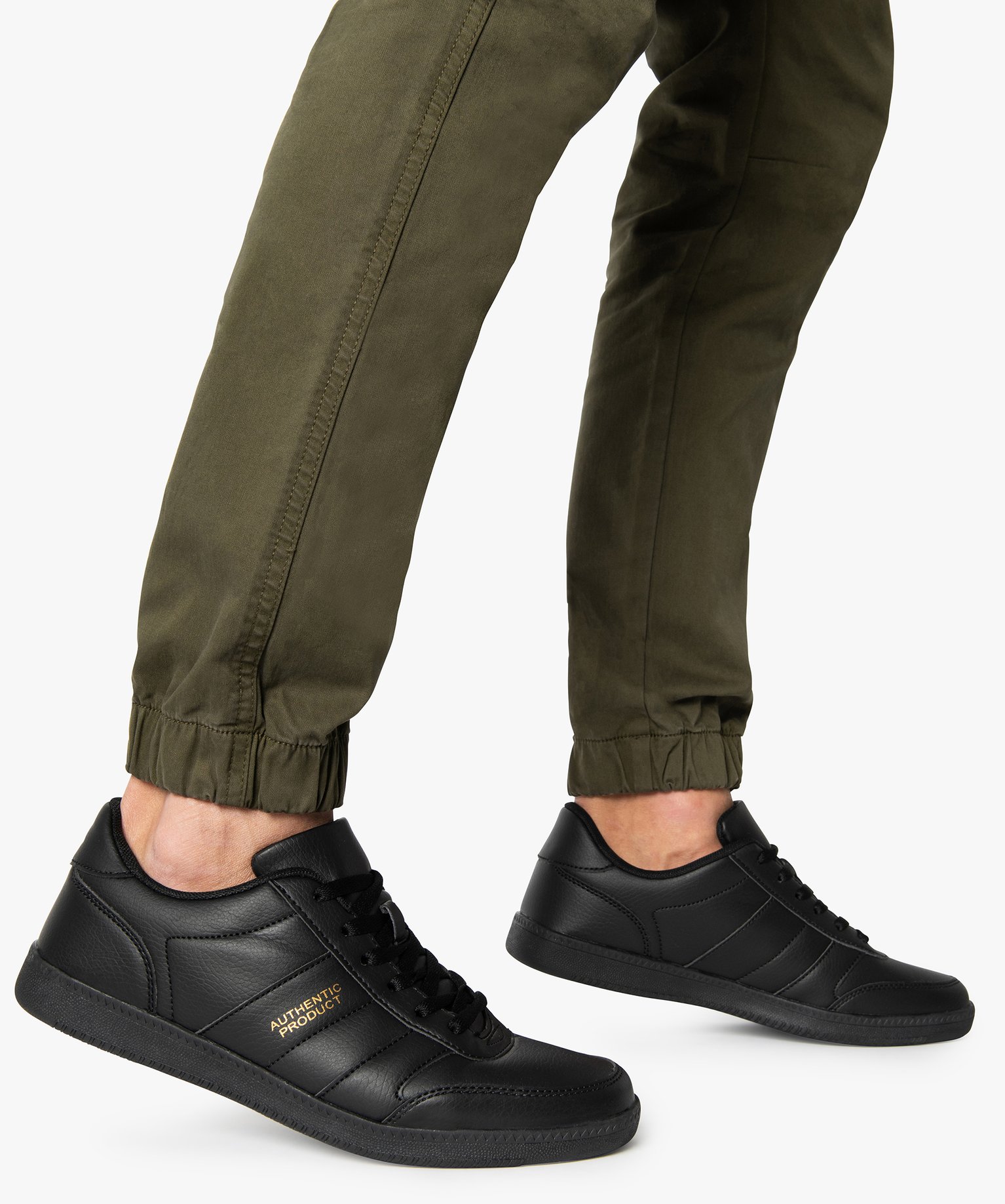 Baskets homme unies à lacets style rétro - 43 - noir standard - GEMO