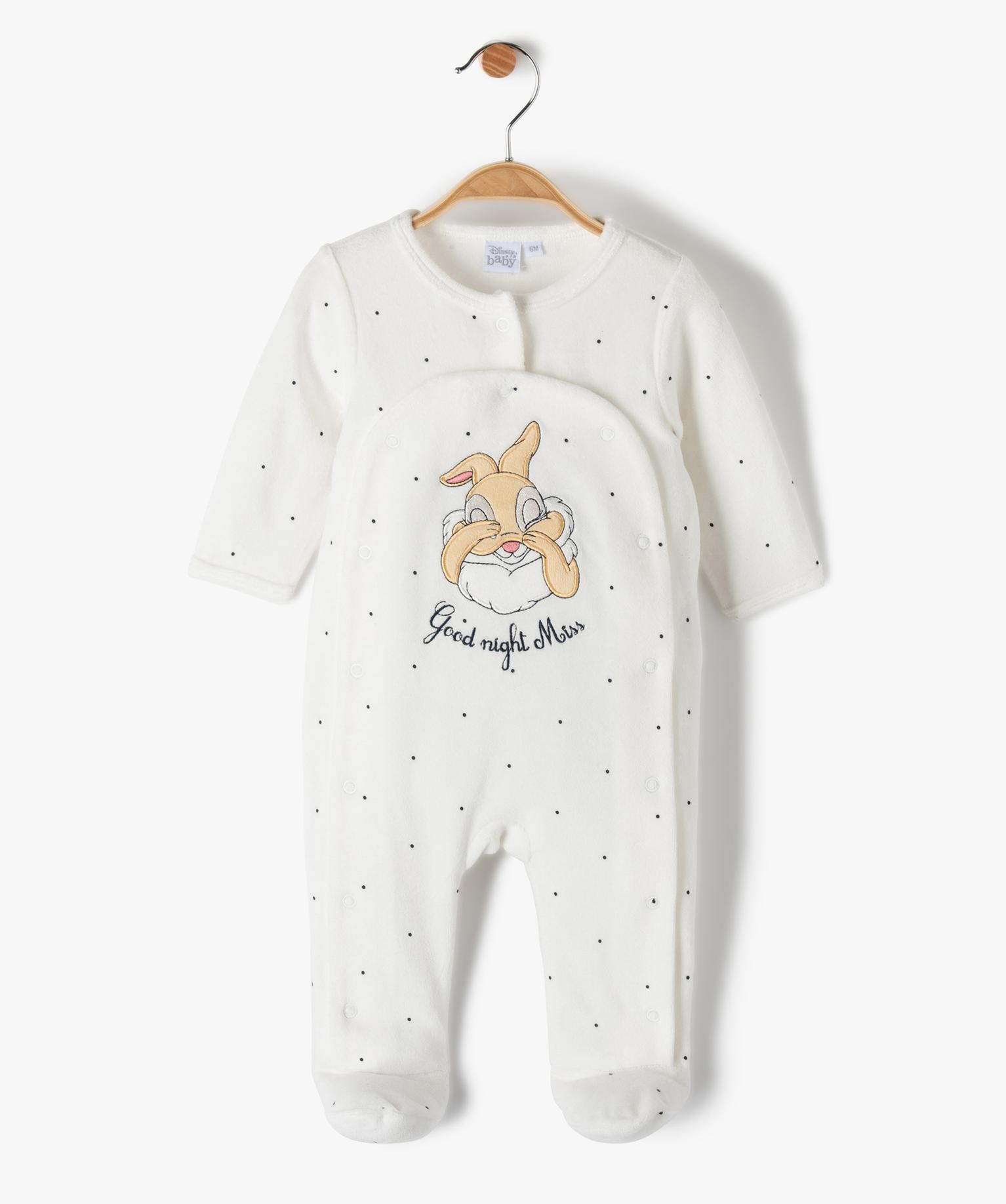 Pyjama bébé en velours imprimé lapin Disney blanc chine GEMO