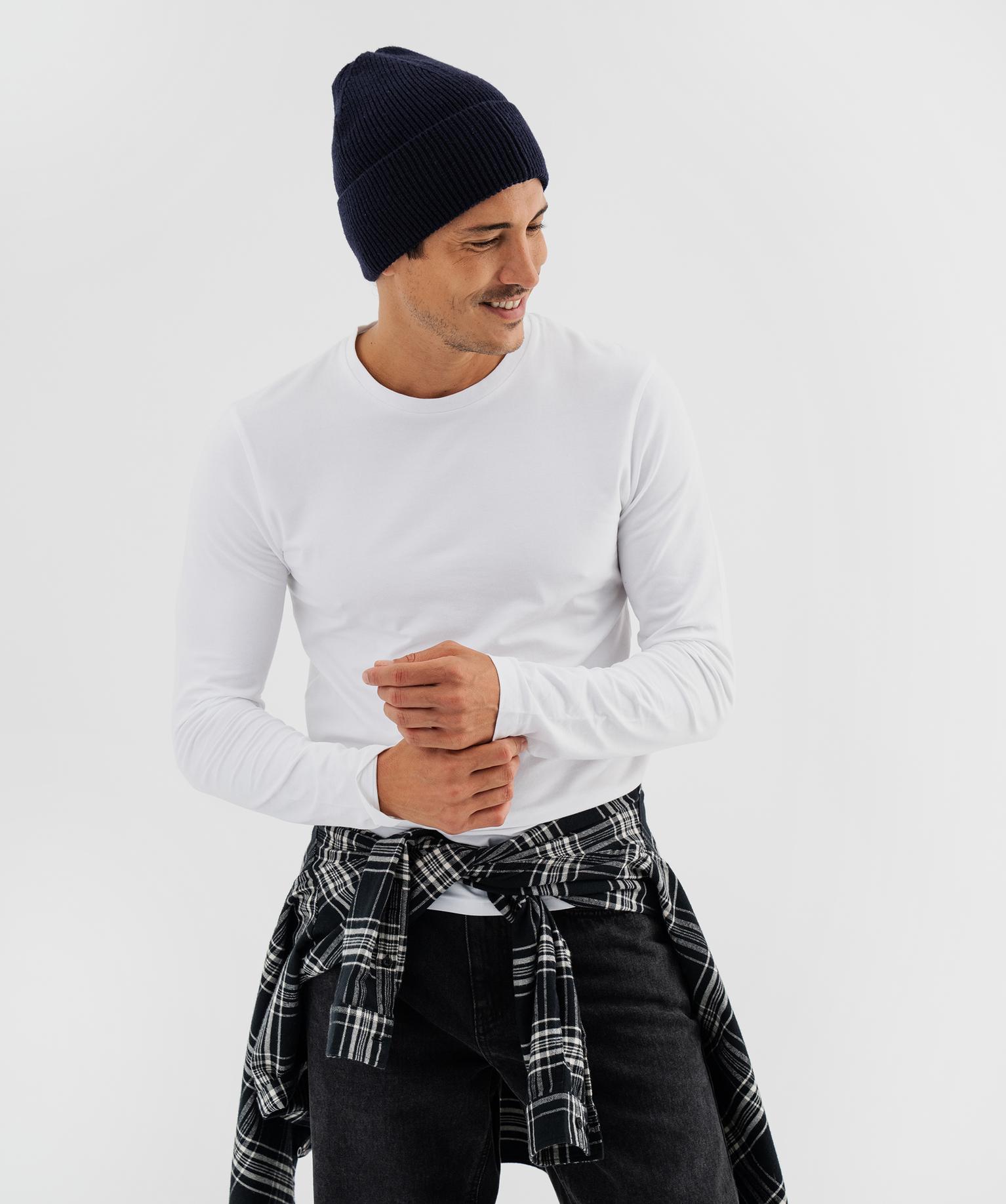 Tee-shirt à manches longues et col rond homme - 46-48/XL - blanc standard - GEMO