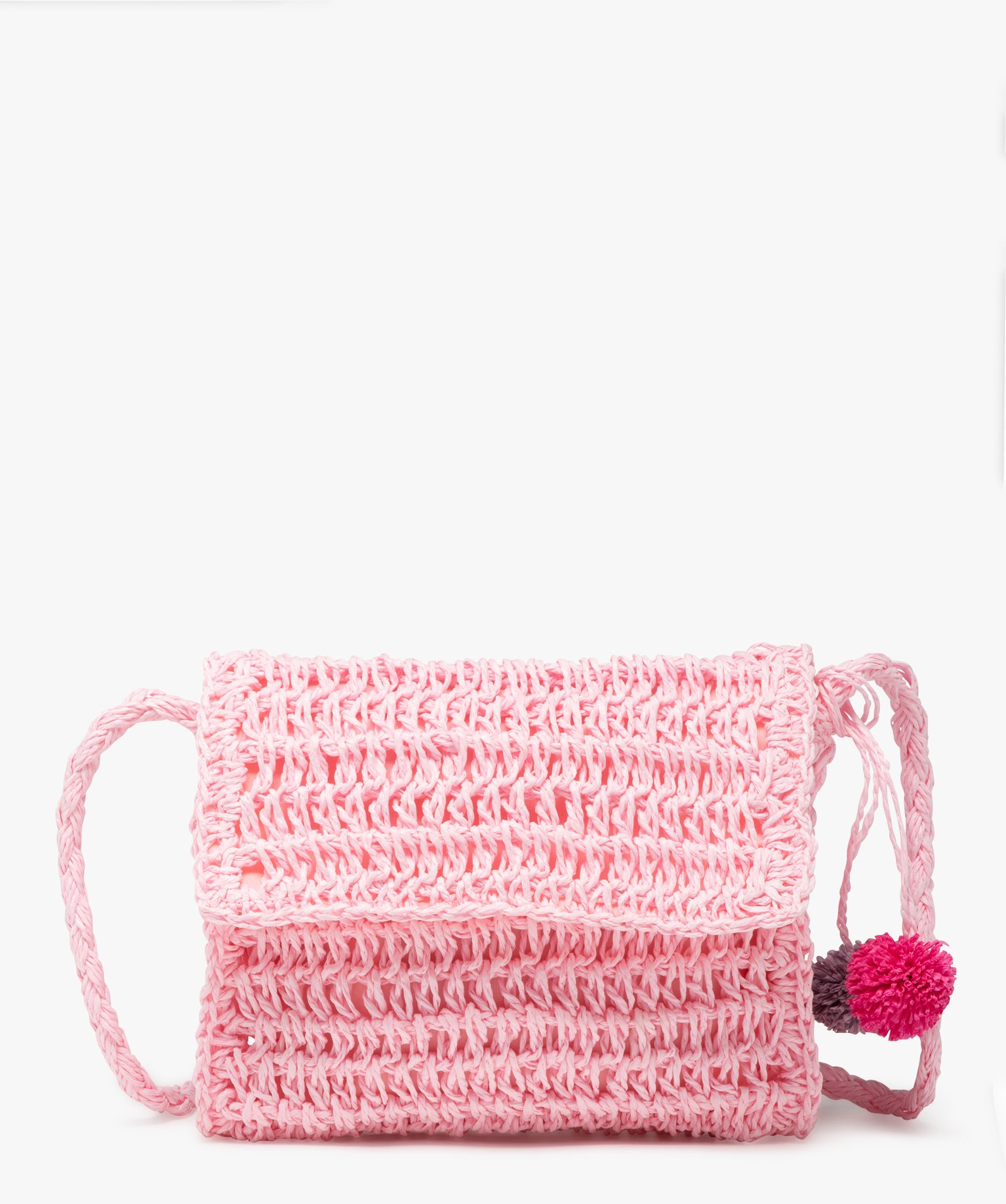 Sac à rabat en paille de papier fille - TU - rose standard - GEMO