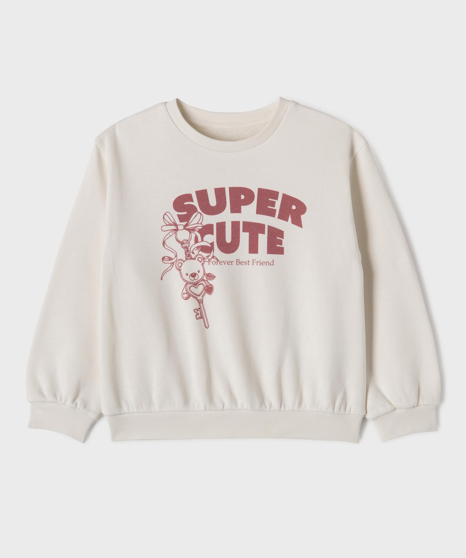 Sweat en molleton doux imprimé fille - 12A/XXS - blanc standard - GEMO