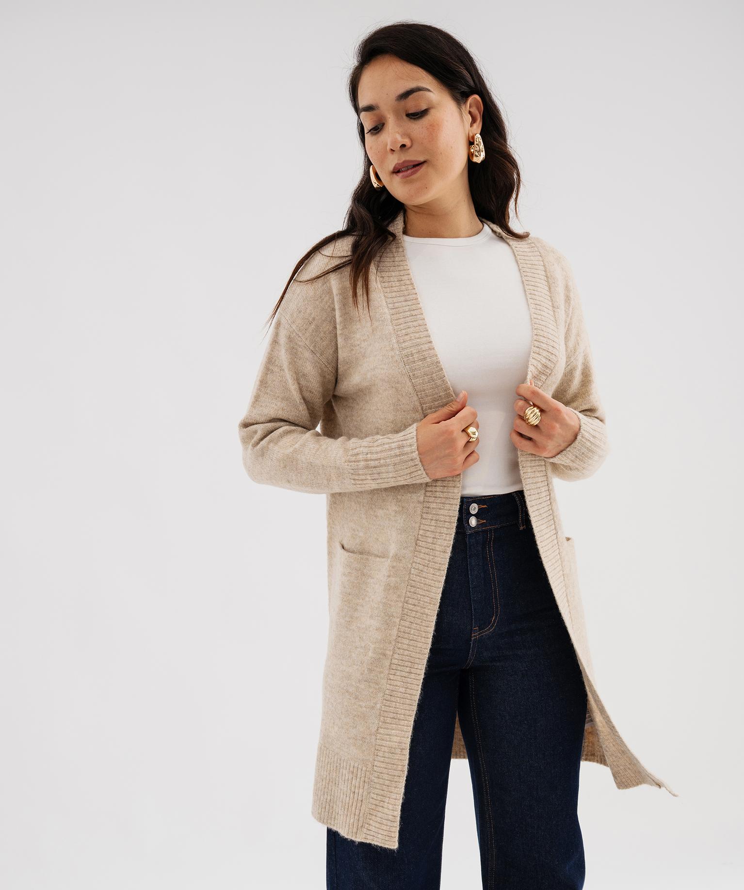 Gilet long ouvert femme - 42-44/L - beige chine - GEMO