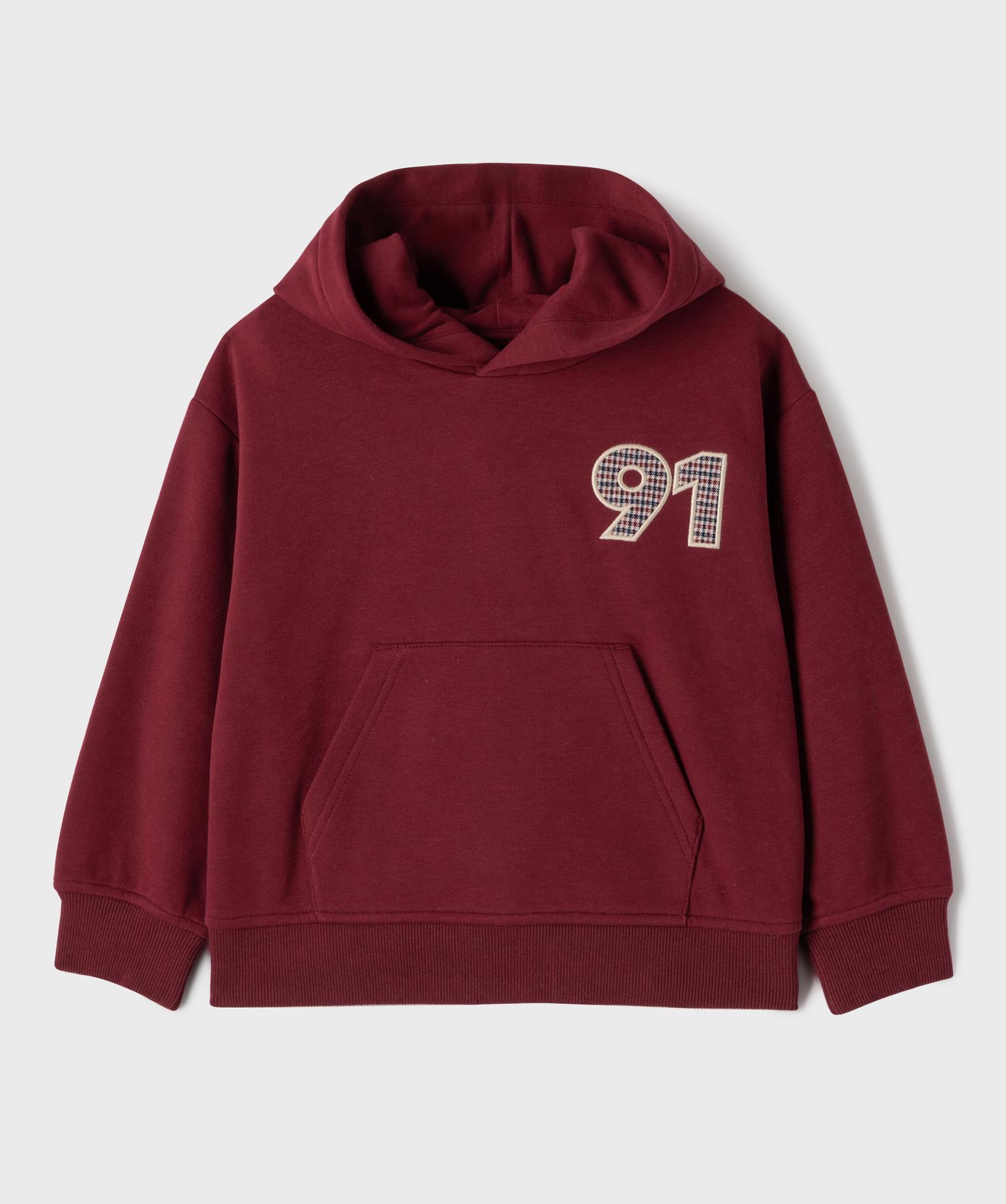 Sweat à capuche avec doublure chaude garçon - 5A - rouge fonce - GEMO