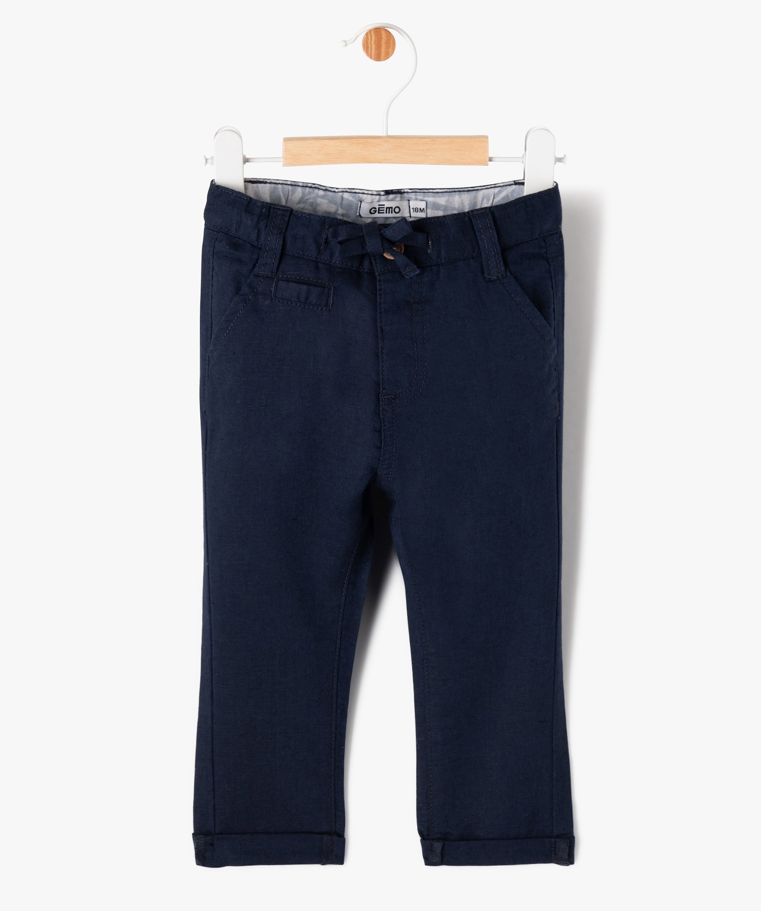 Pantalon en lin et coton bébé garçon - 6M - bleu - GEMO