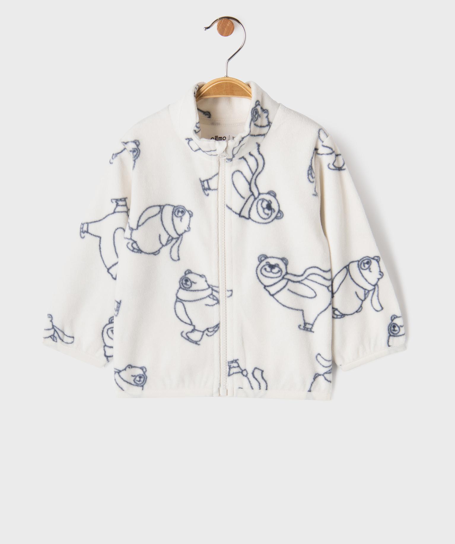 Sweat polaire zippé imprimé bébé garçon - 4A - blanc - GEMO