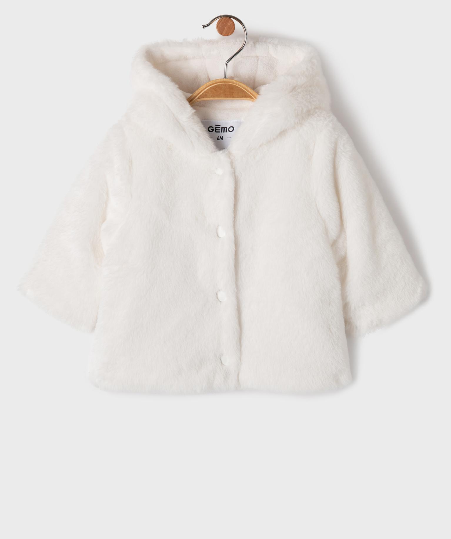 Veste à capuche en fourrure imitation doublée velours bébé - GEMO Veste à capuche en fourrure imitation doublée velours bébé - GEMO