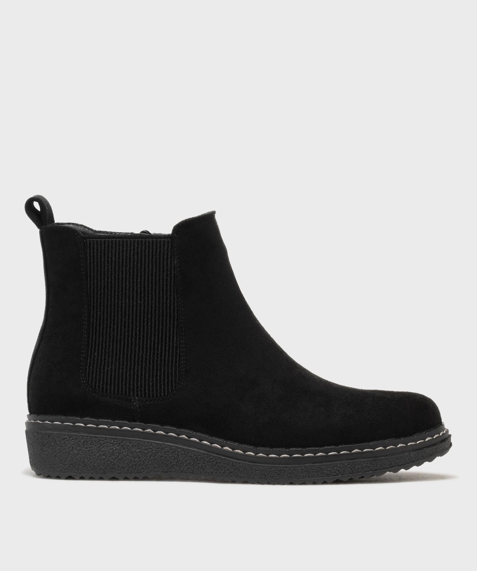 Boots en suédine avec doublure chaude et élastique latéral femme - G'flex - 39 - noir standard - G'FLEX