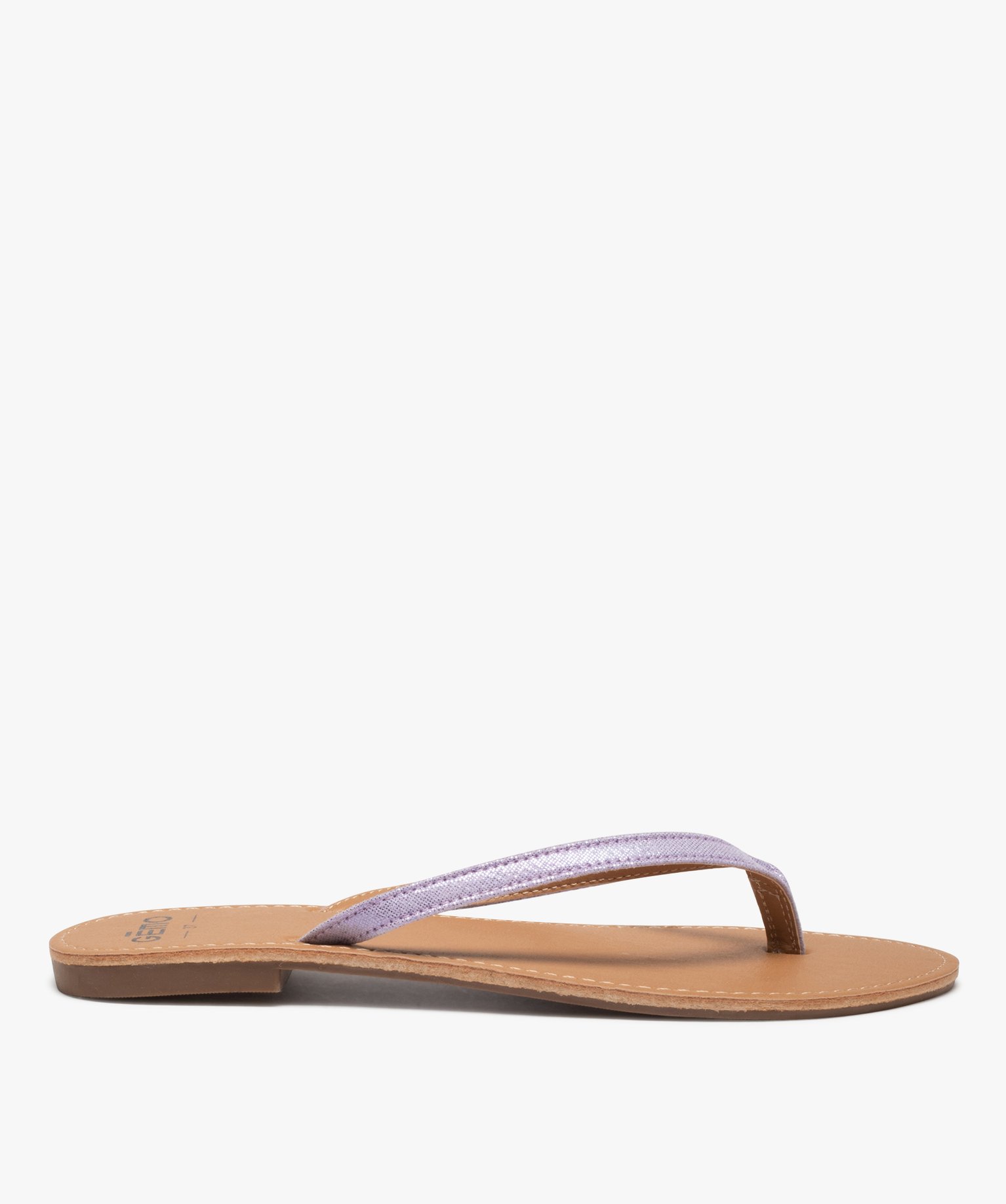 Tongs femme à petit talon plat et lanières fines - 38 - violet standard - GEMO