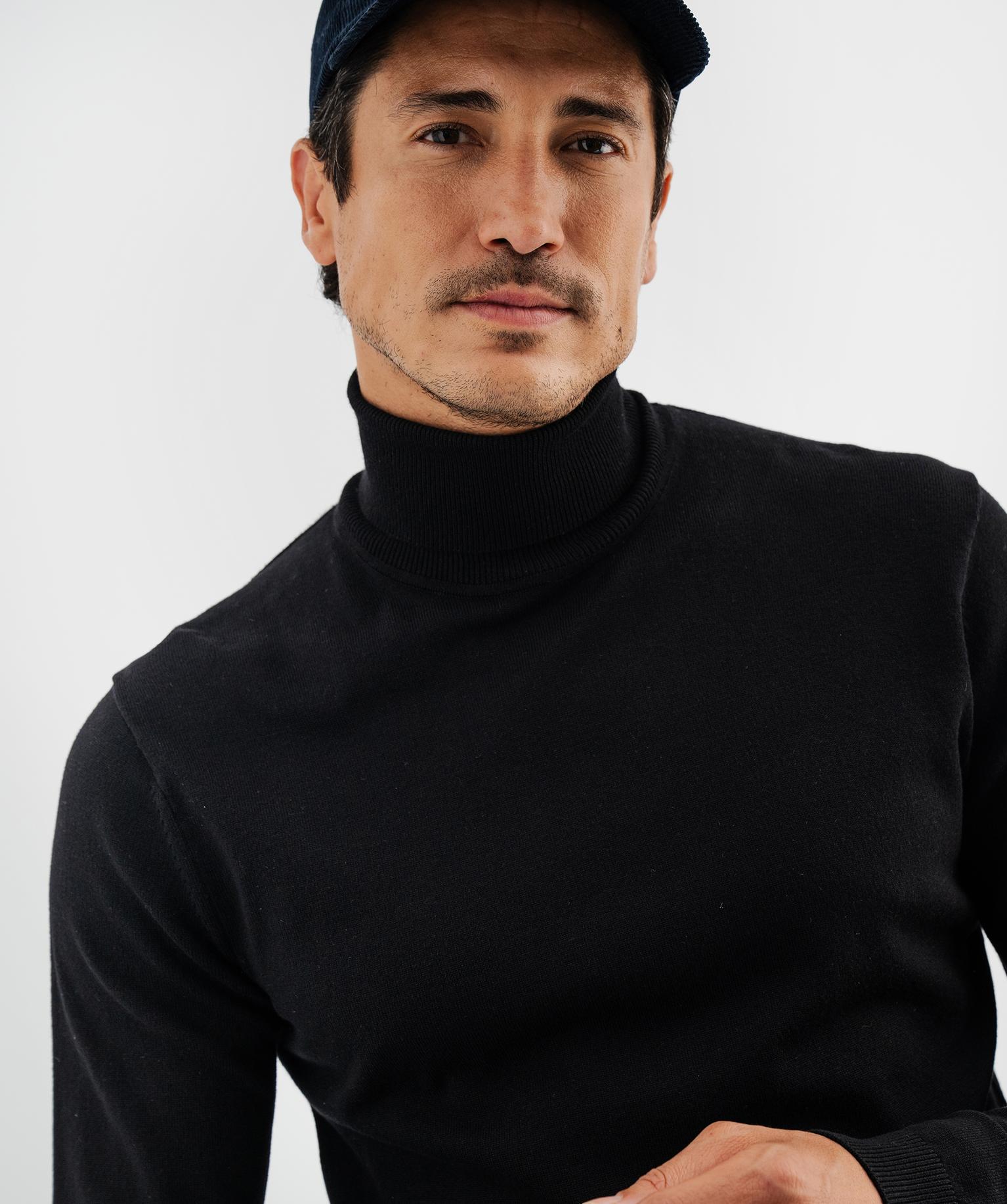 Pull col roulé en maille fine homme - 42-44/L - noir standard - GEMO