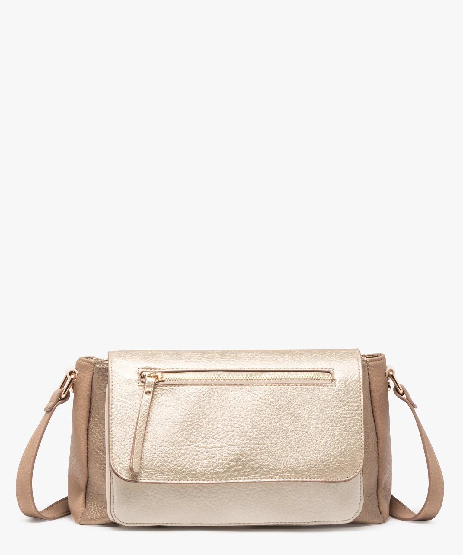 Sac besace tricolore avec rabat scintillant femme - TU - beige standard - GEMO