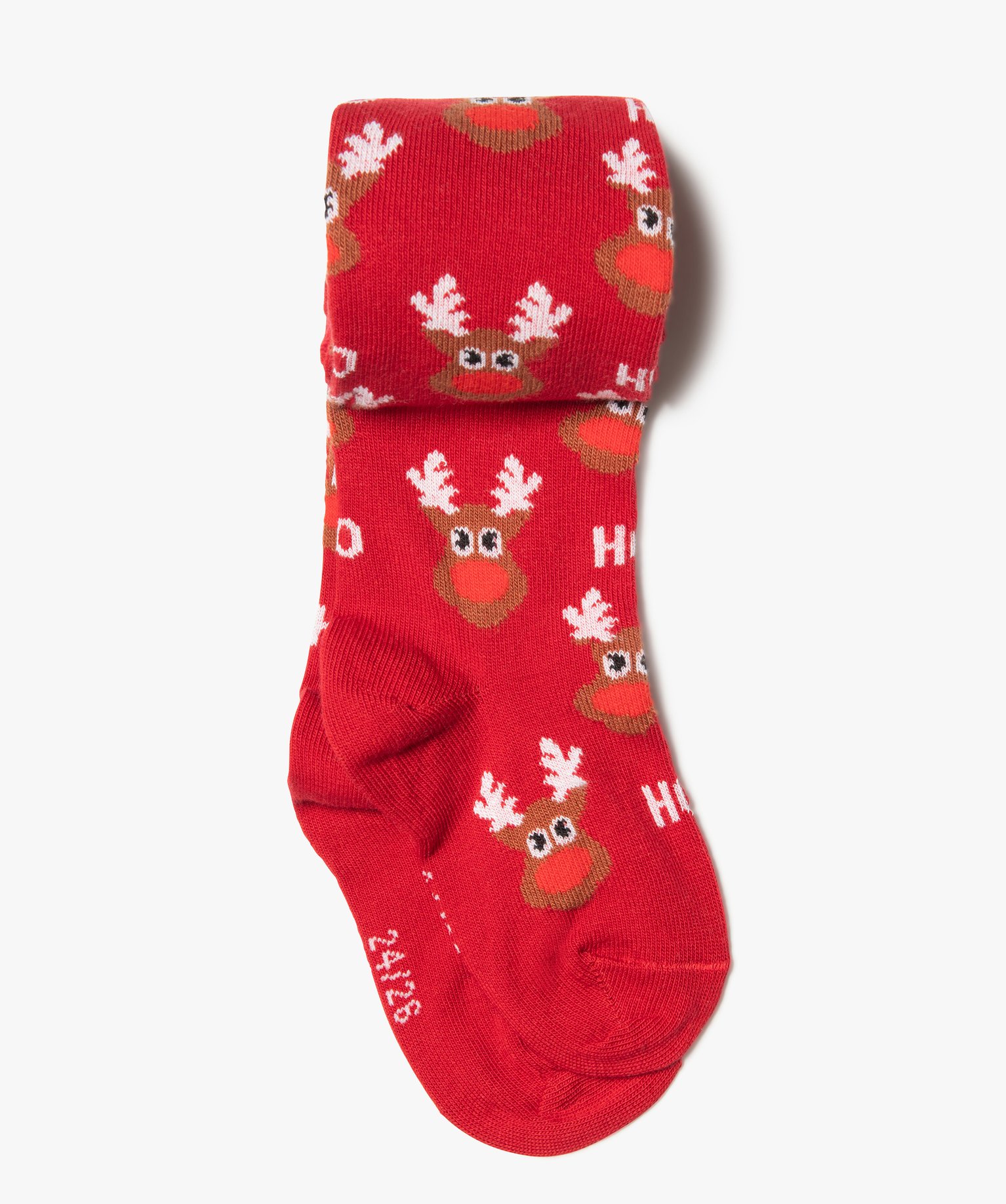 Collants bébé fille épais imprimés rennes de Noël - 15/17 - rouge fonce - GEMO