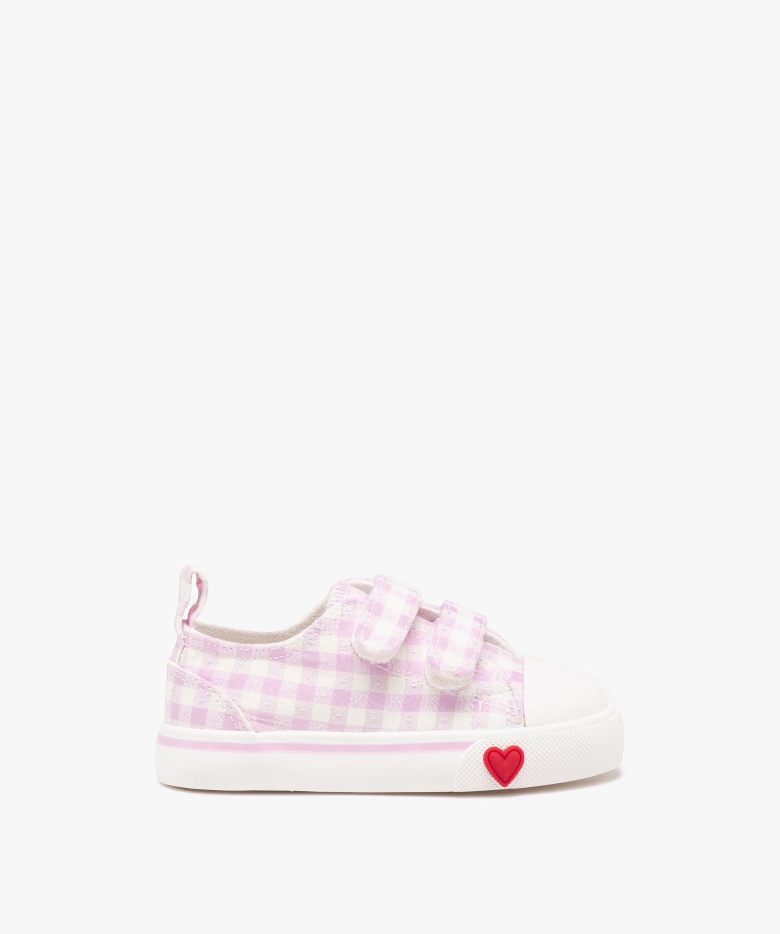Baskets bébé fille en toile vichy avec double scratch - 23 - violet - GEMO