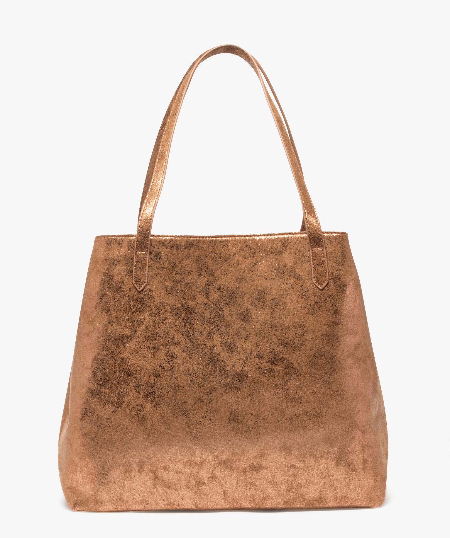 Sac cabas métallisé grand format femme - TU - marron - GEMO