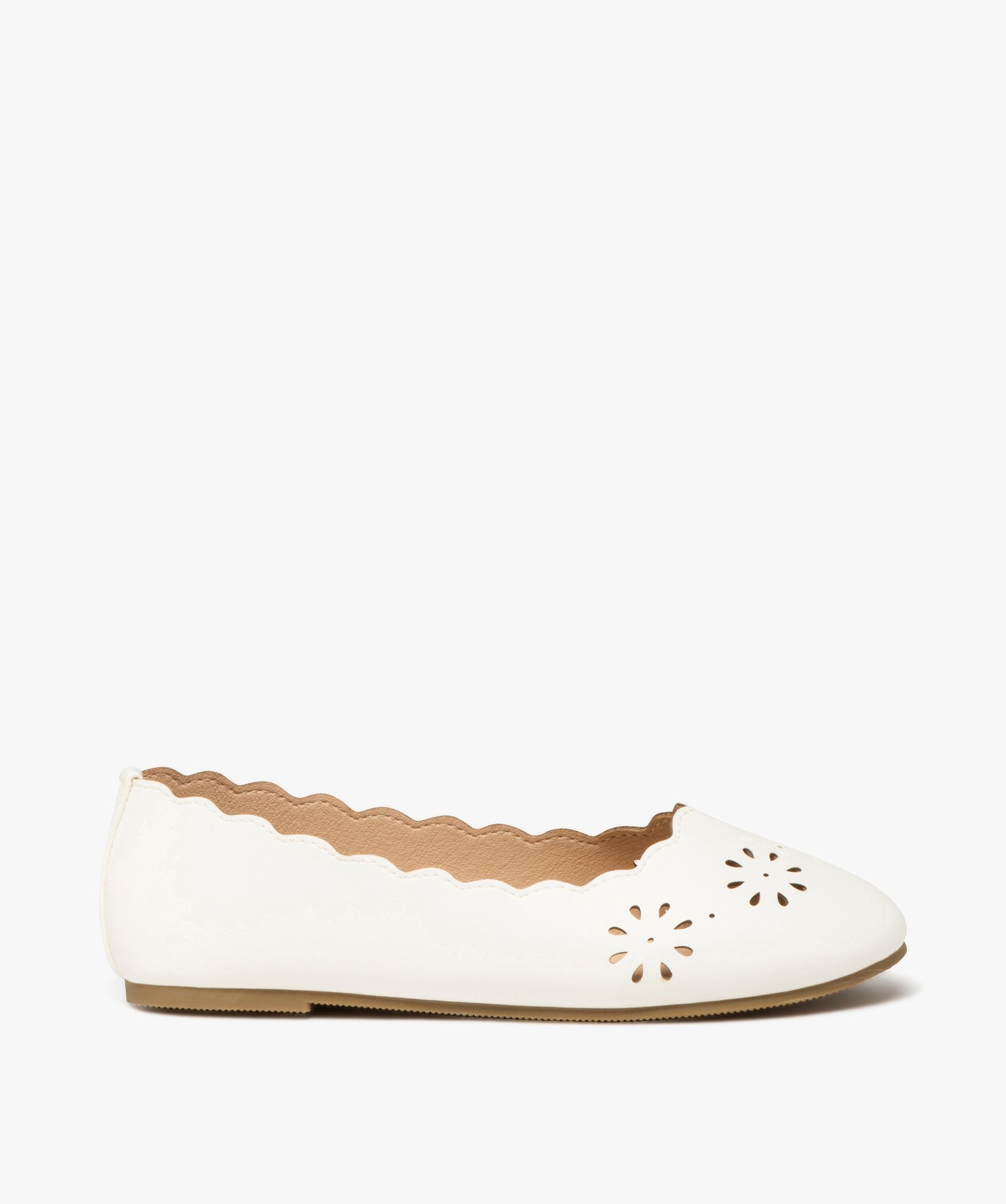 Ballerines fille unies avec dessus à motifs ajourés - 33 - blanc - LOVELY WINGS