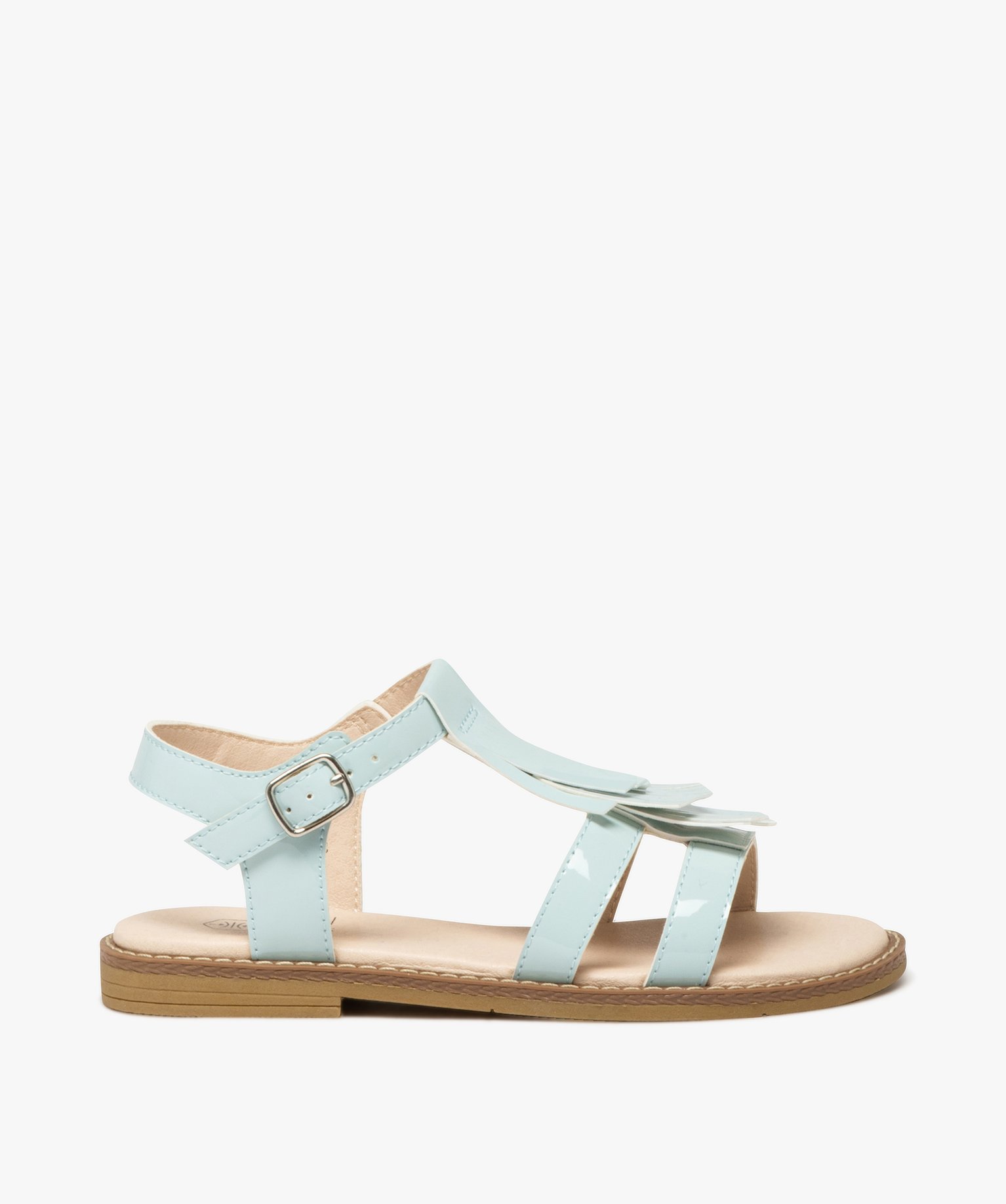 Sandales fille unies avec brides vernies à franges - 34 - bleu - GEMO