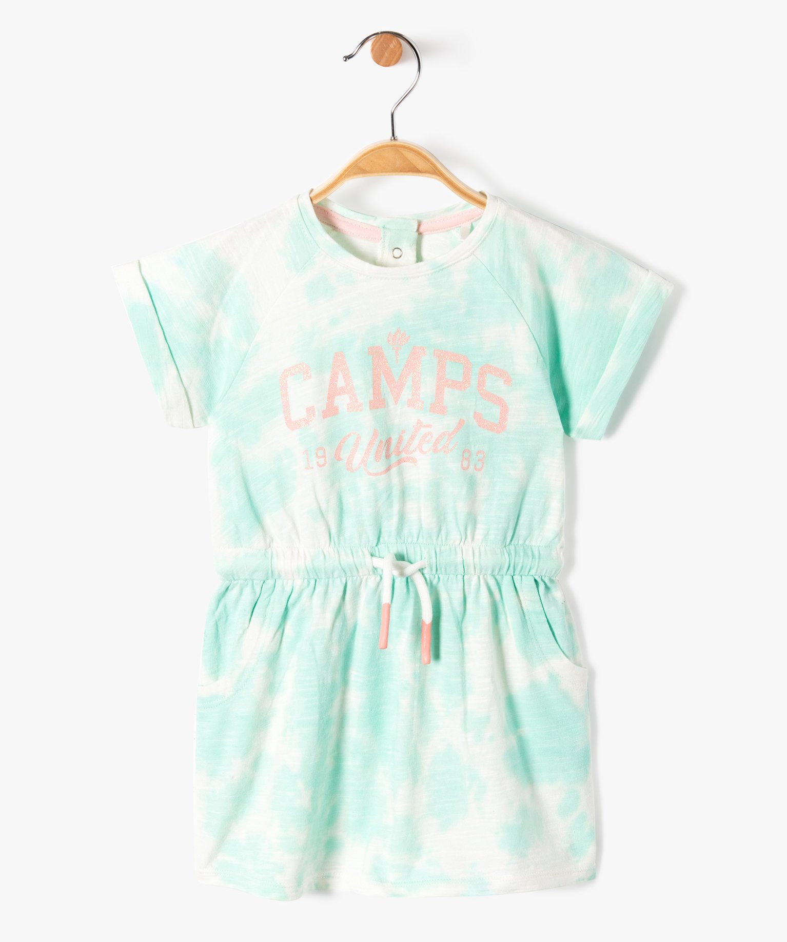 Robe bébé fille en maille tie and dye - Camps United - 3 - vert - CAMPS UNITED