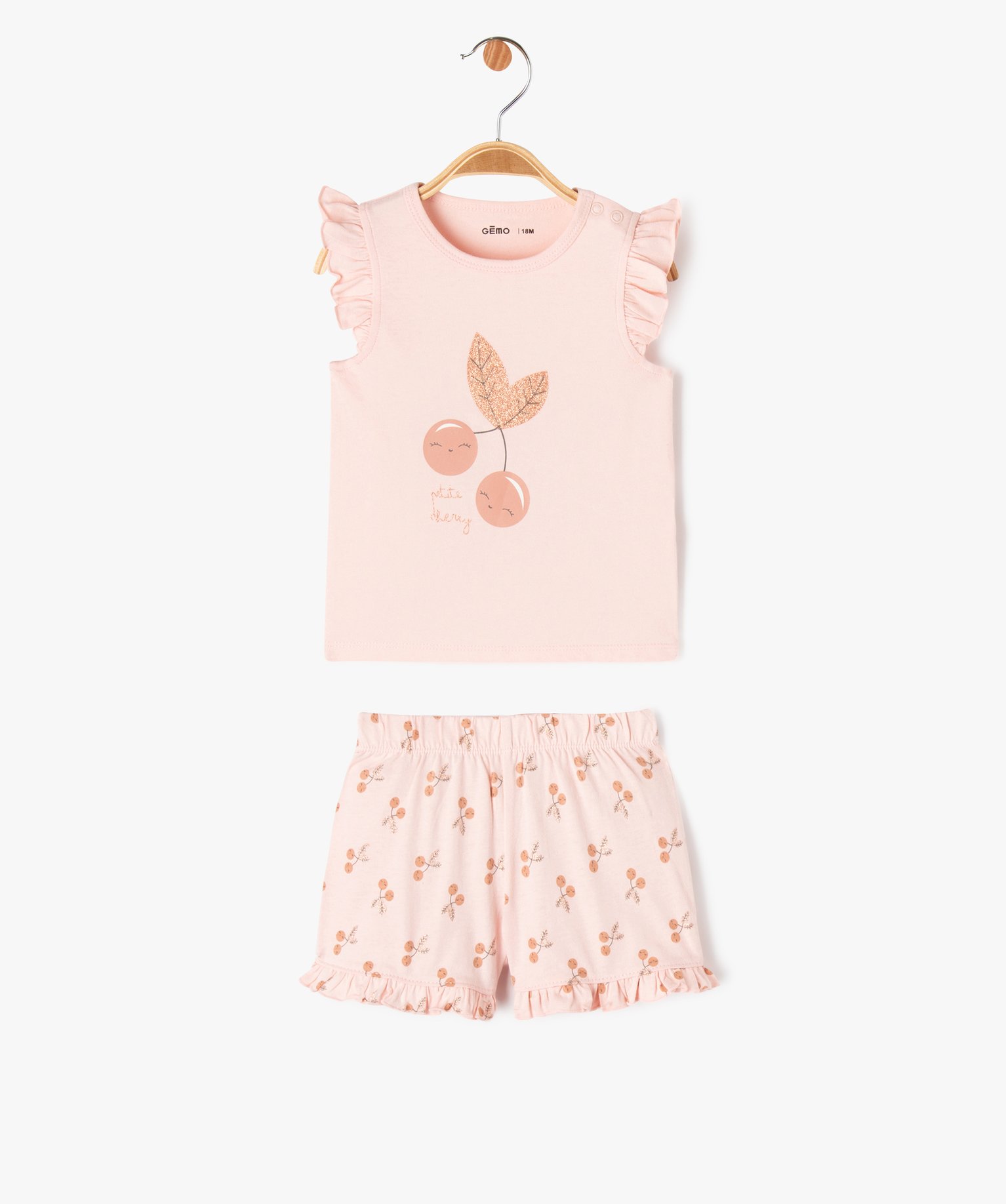 Pyjashort 2 pièces avec motif cerises bébé fille - 24M - rose - GEMO