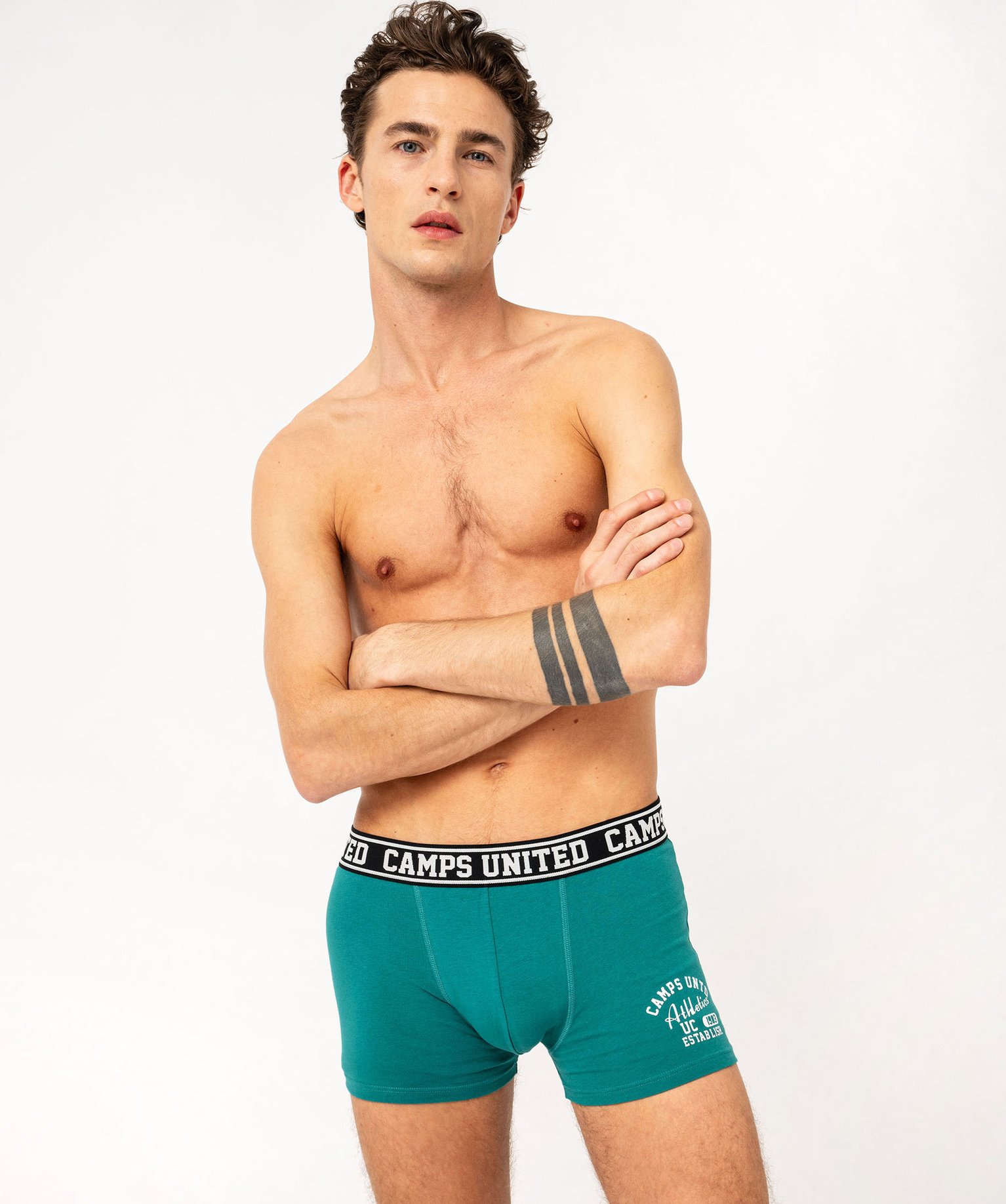 Boxer en coton extensible imprimé homme - Camps United - XS - vert - CAMPS