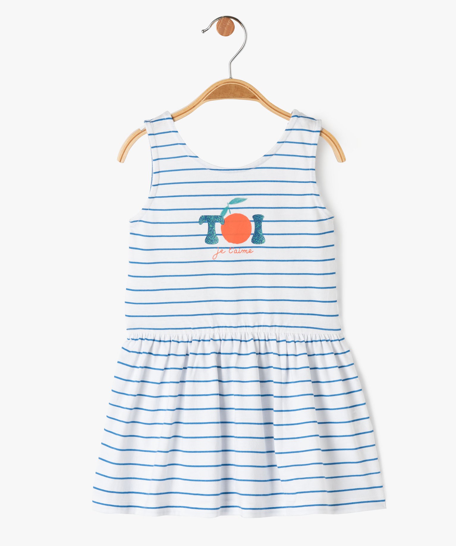 Robe courte sans manches en jersey rayé bébé fille - 12M - bleu - GEMO